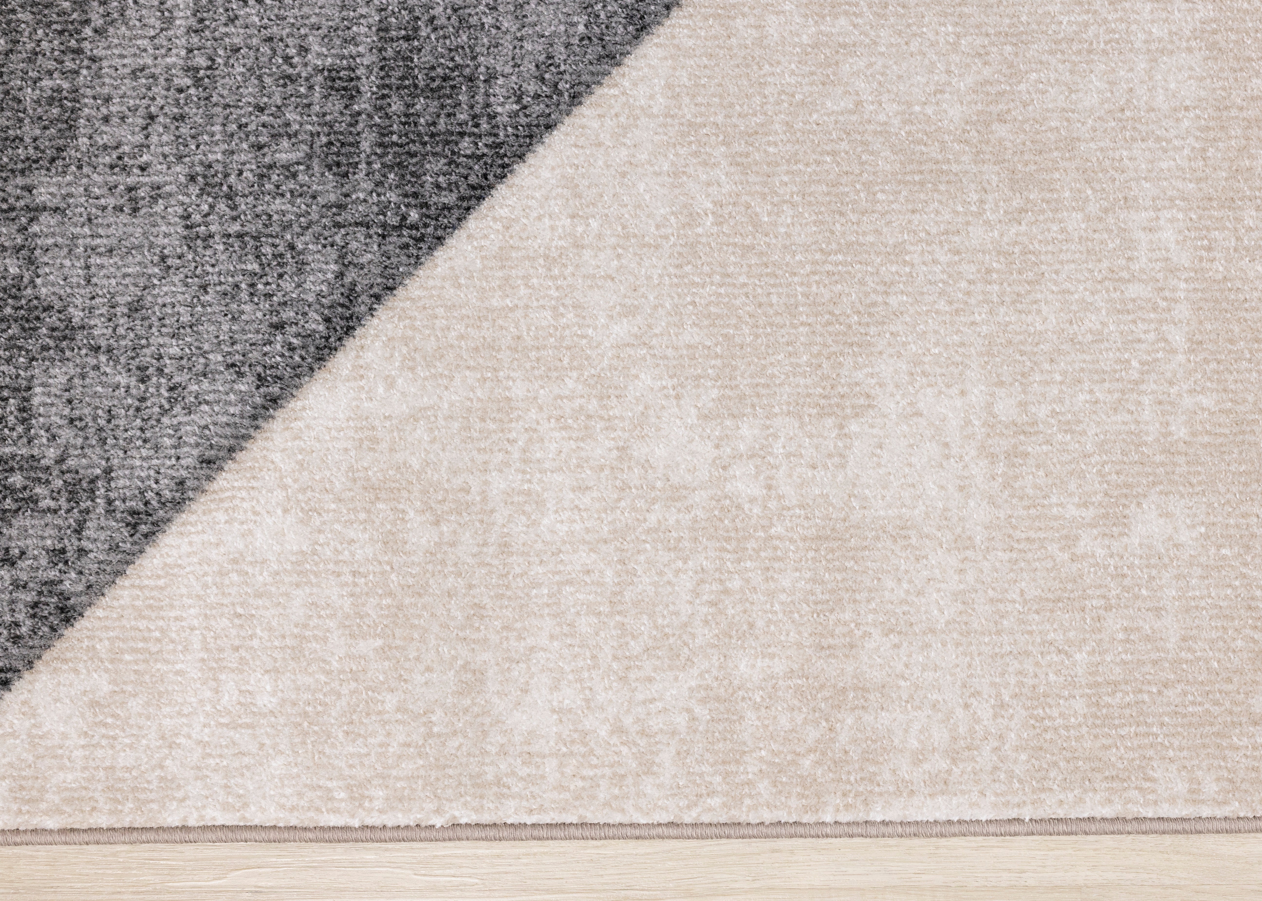 Folio Grey Beige Carved Triangular Pattern Rug