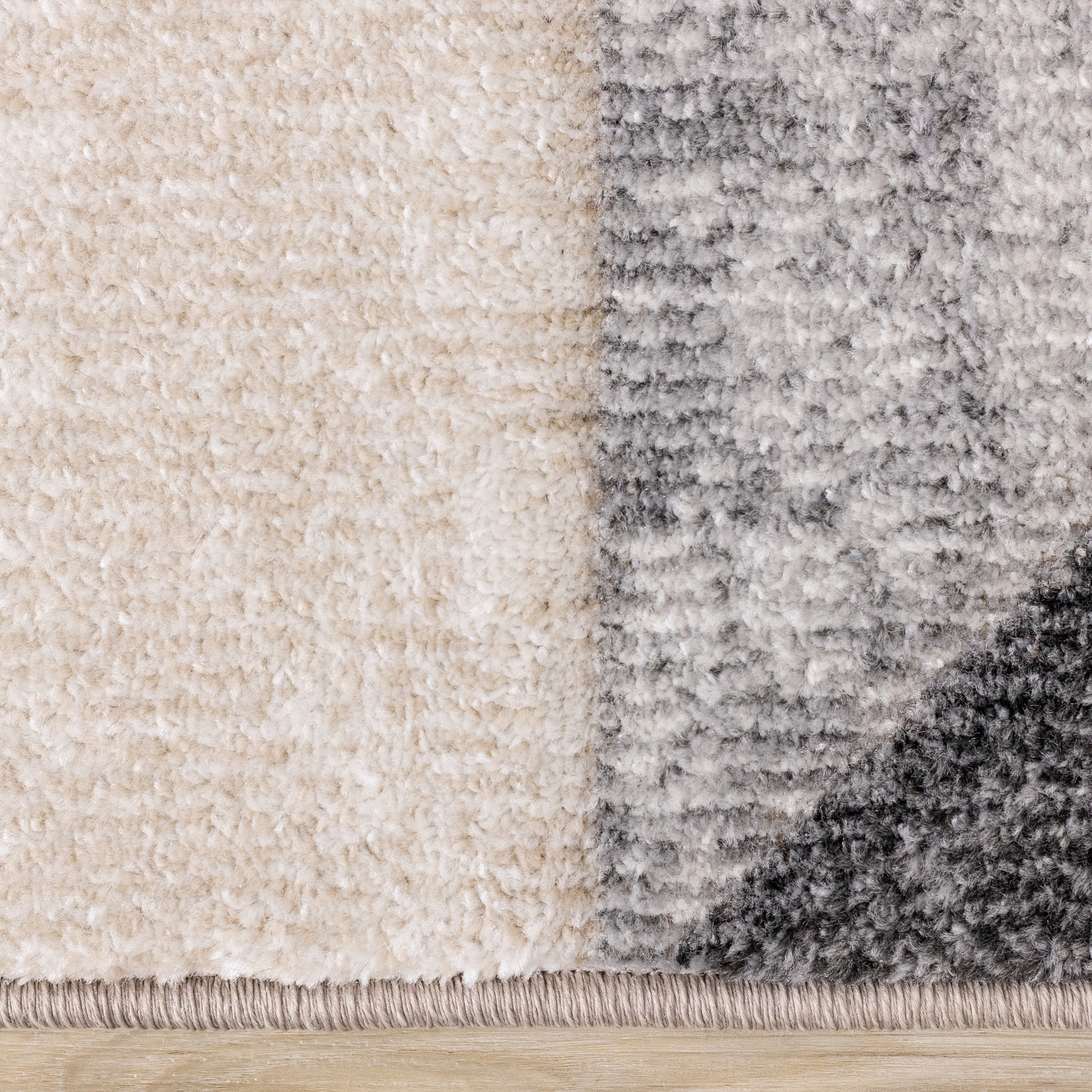 Folio Grey Beige Carved Triangular Pattern Rug