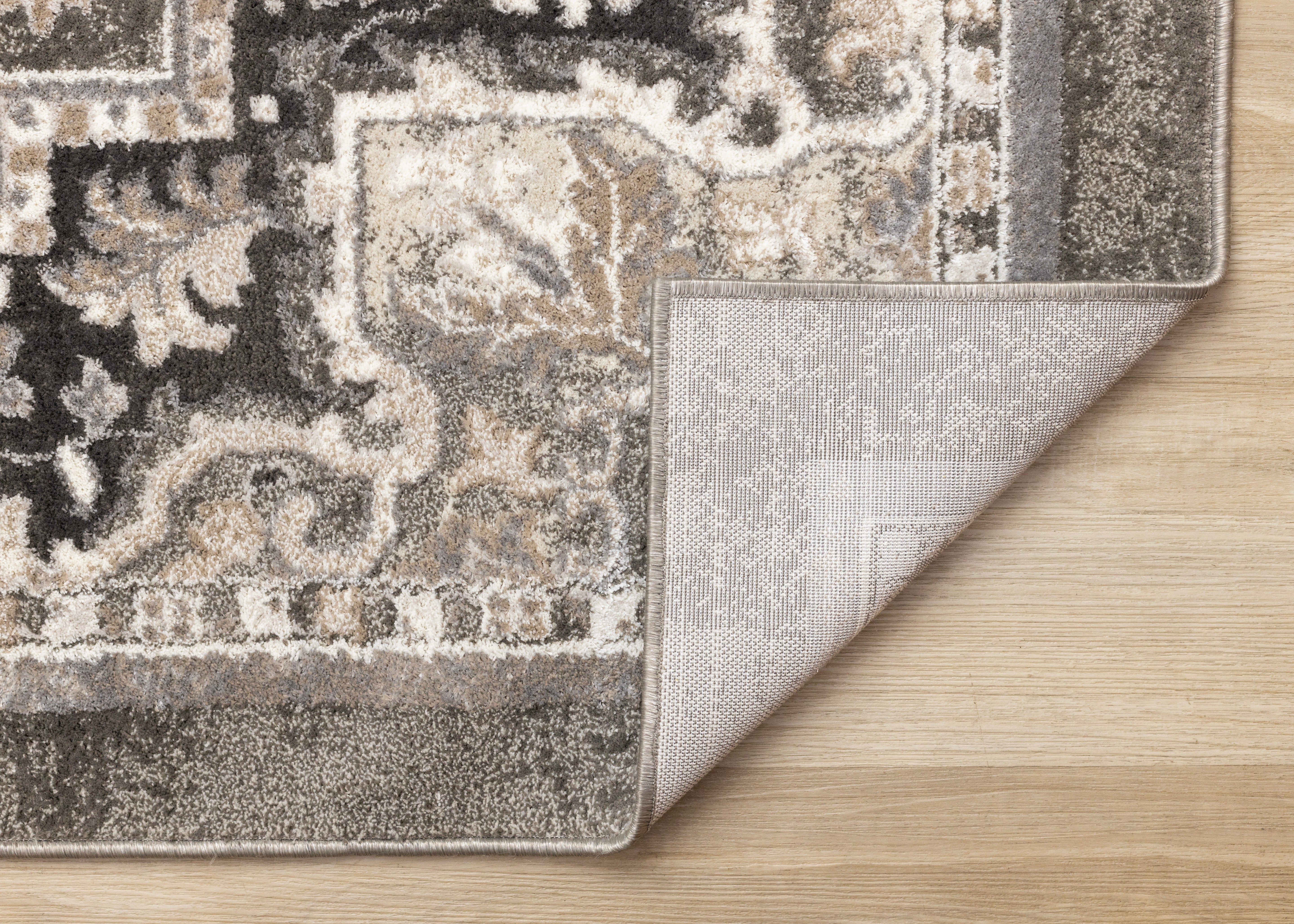Hayden Taupe White Beige Elegant Classic Border Rug