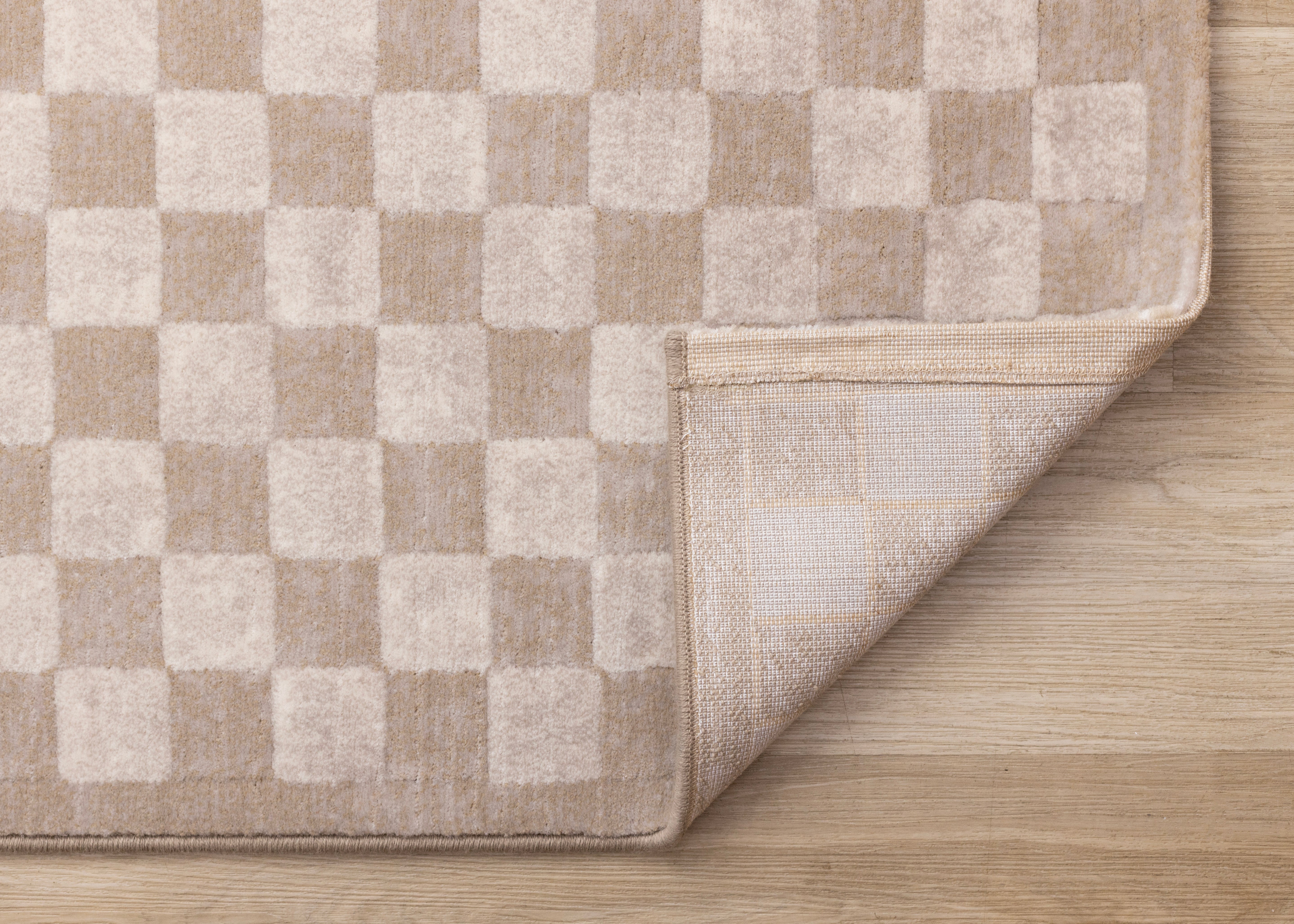 Himalaya Taupe Brown White Checkers Rug