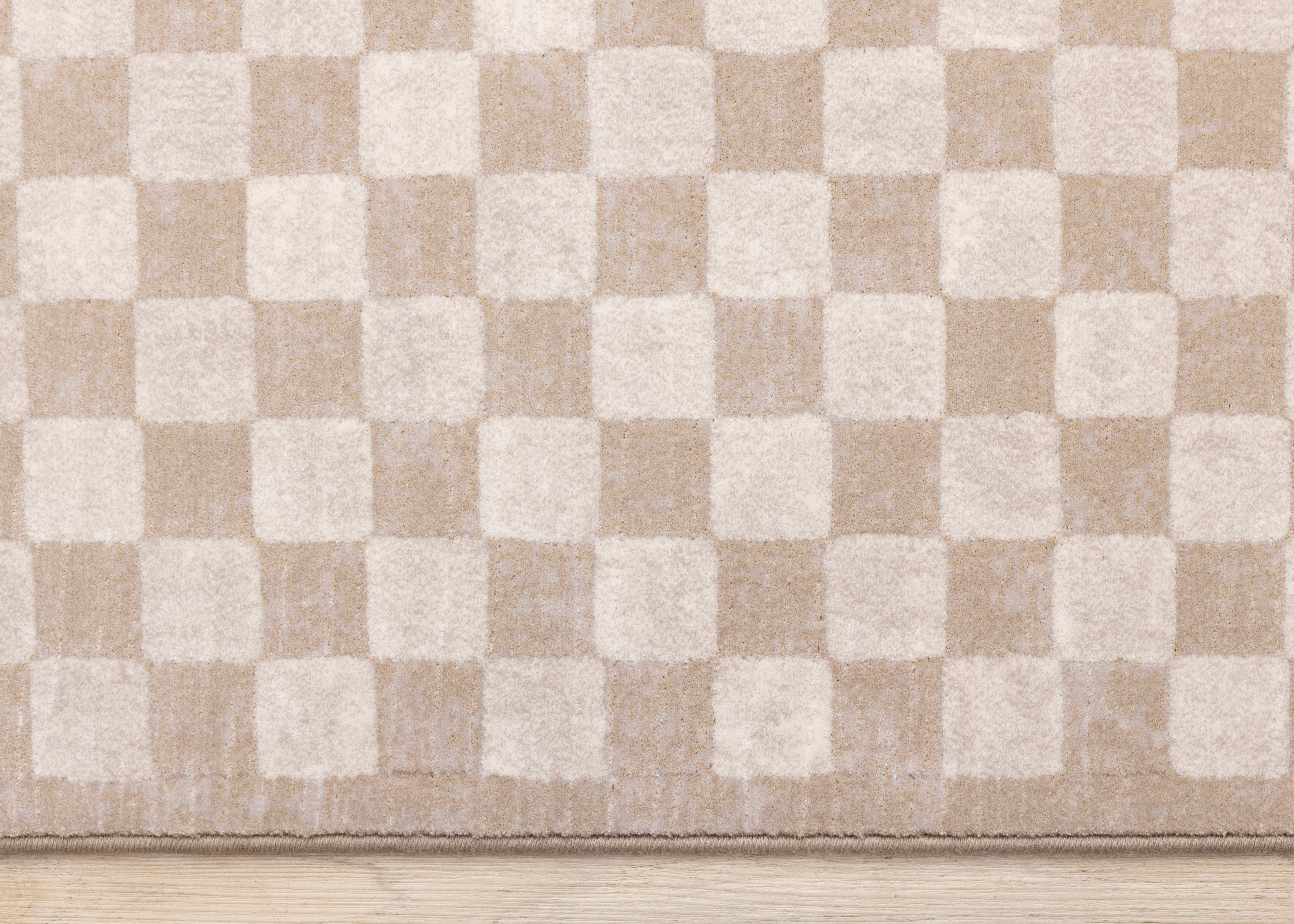 Himalaya Taupe Brown White Checkers Rug
