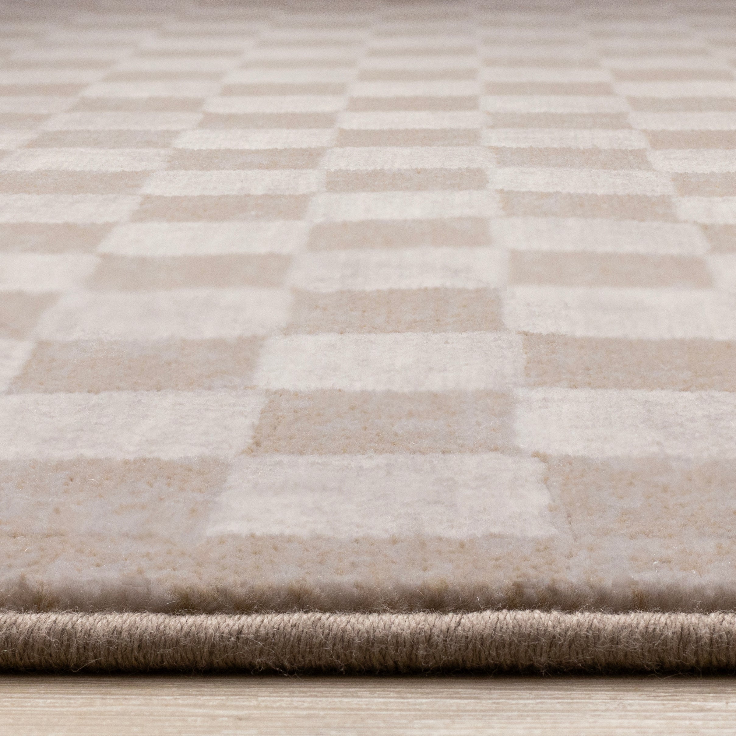 Himalaya Taupe Brown White Checkers Rug