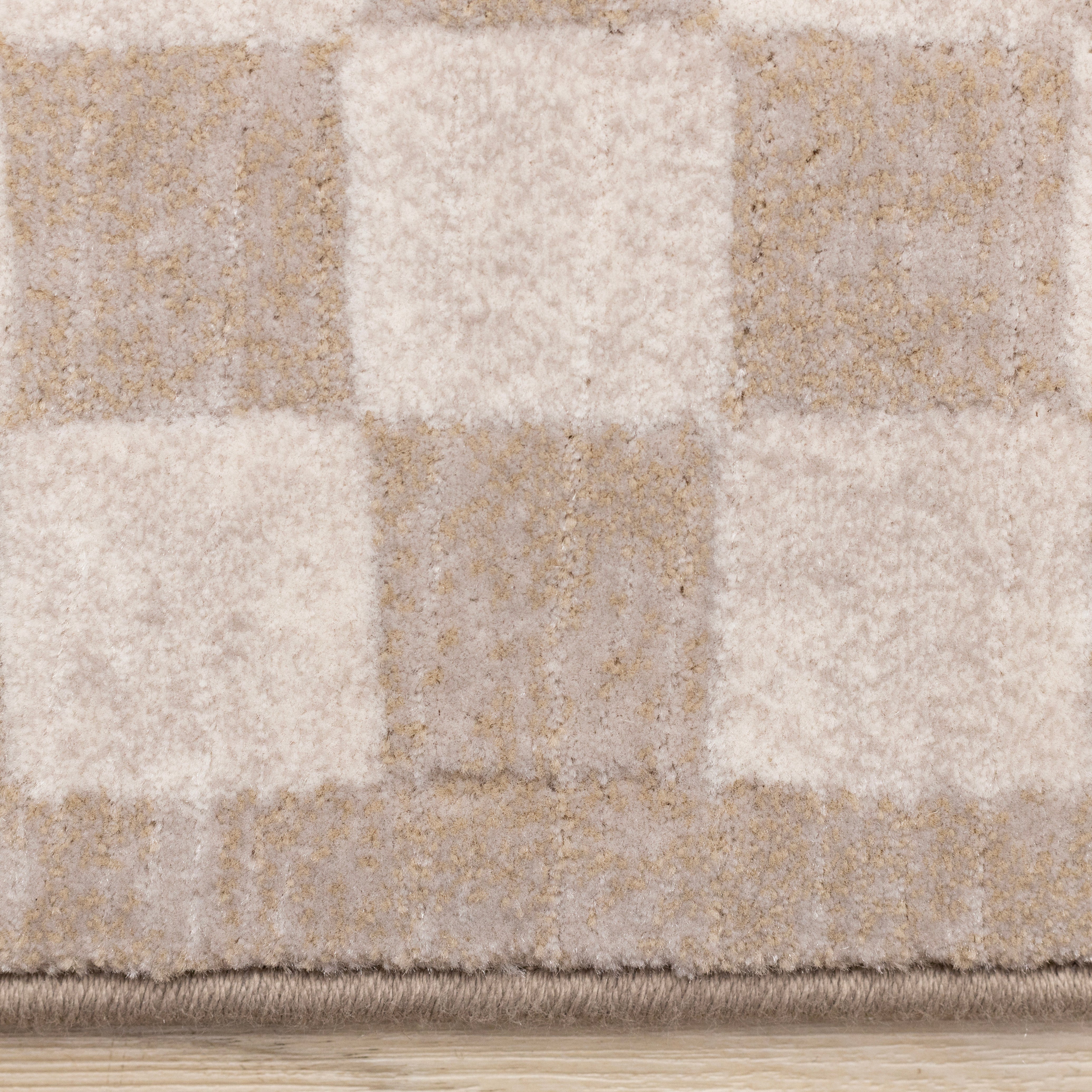 Himalaya Taupe Brown White Checkers Rug
