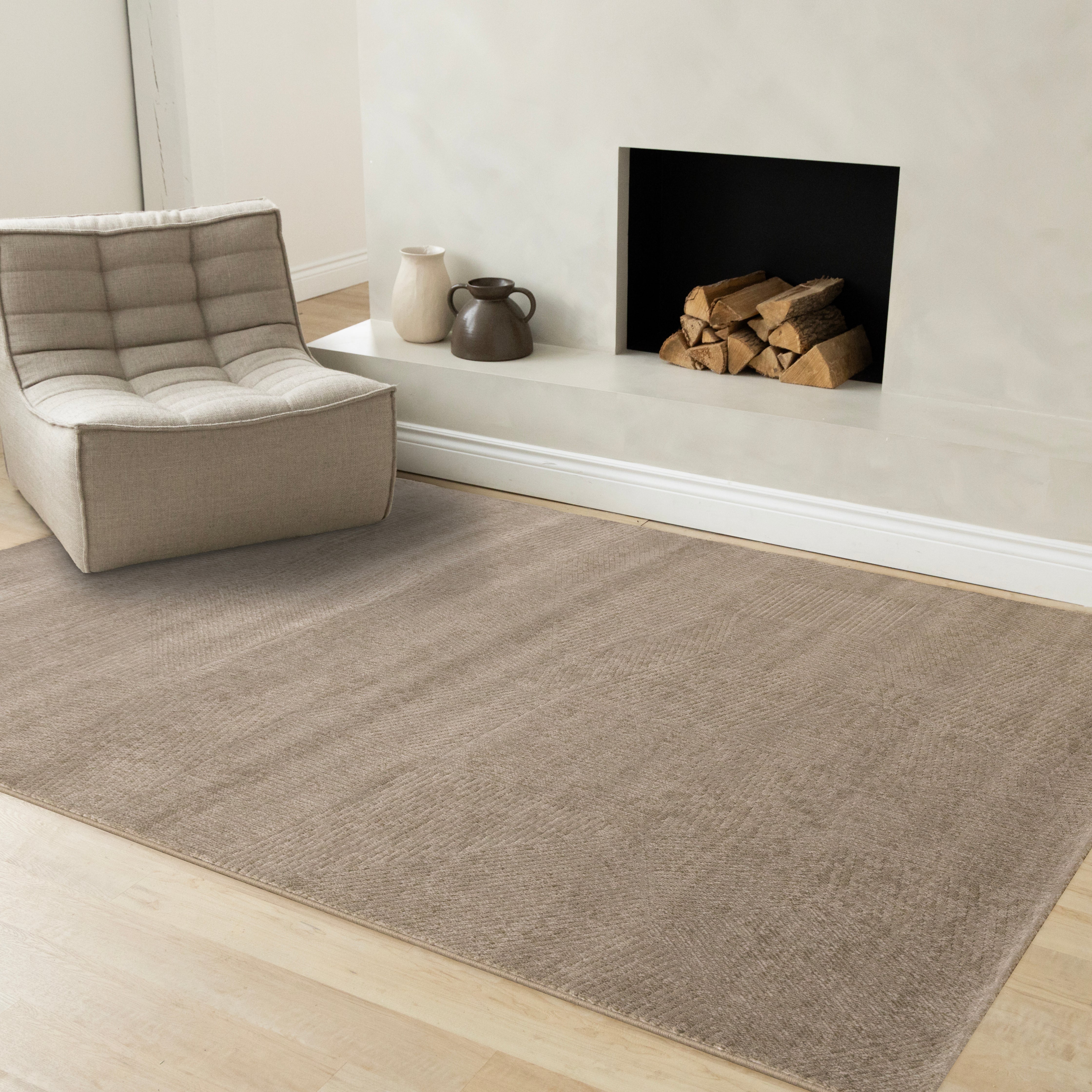 Himalaya Green Taupe Striped Geometric Shapes Rug