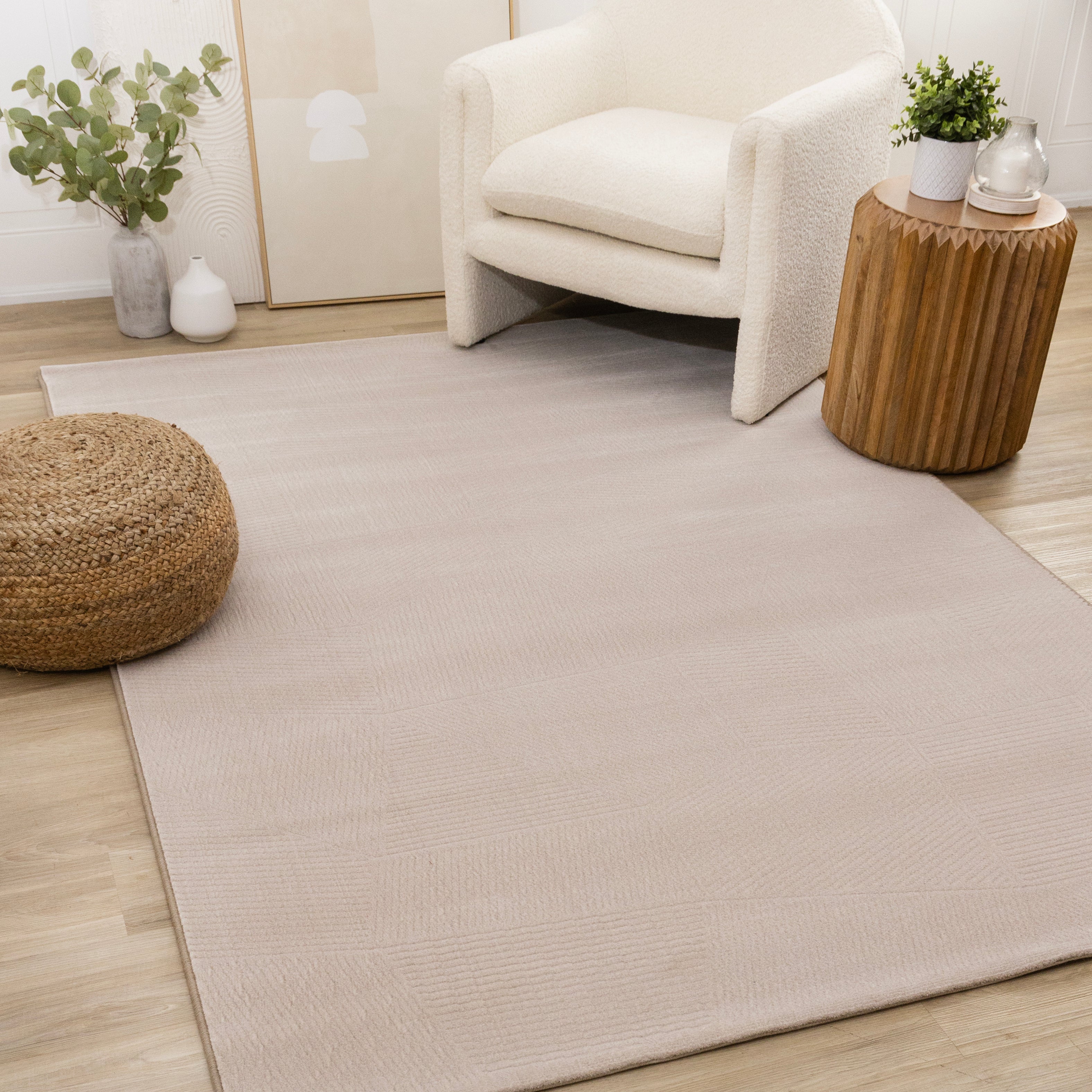 Himalaya Taupe Striped Geometric Shapes Rug