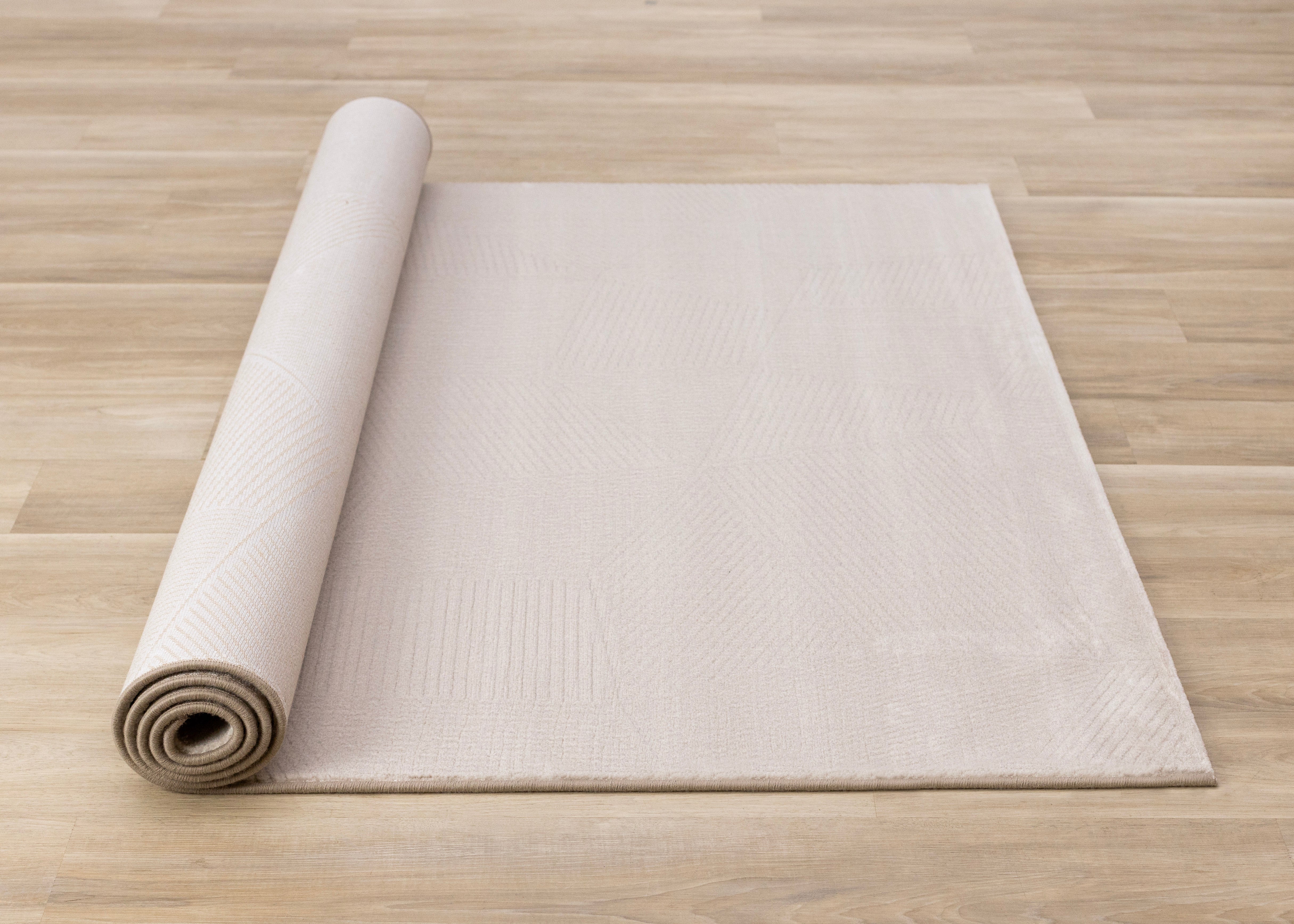 Himalaya Taupe Striped Geometric Shapes Rug