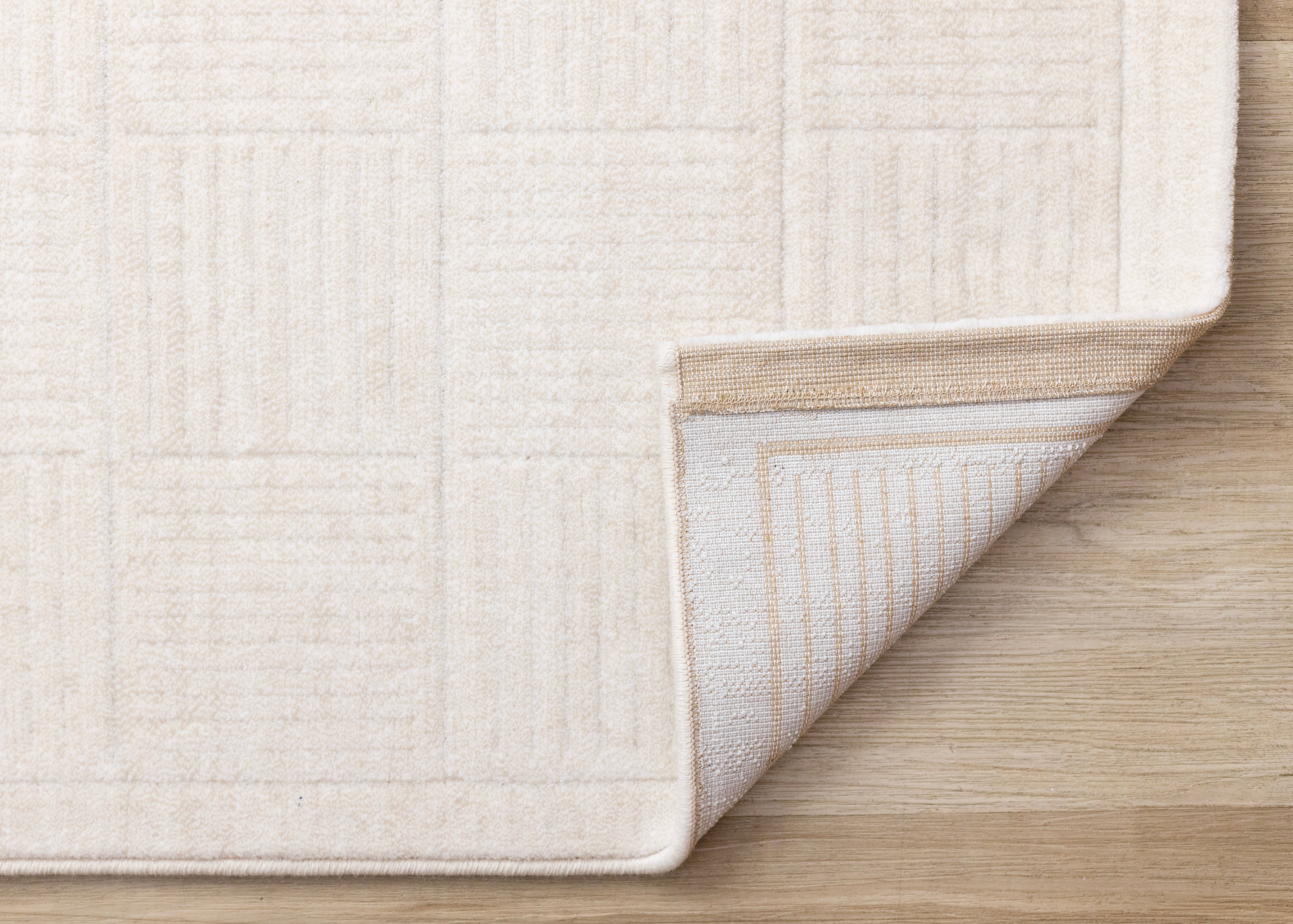 Himalaya White Taupe Striped Checkers Rug