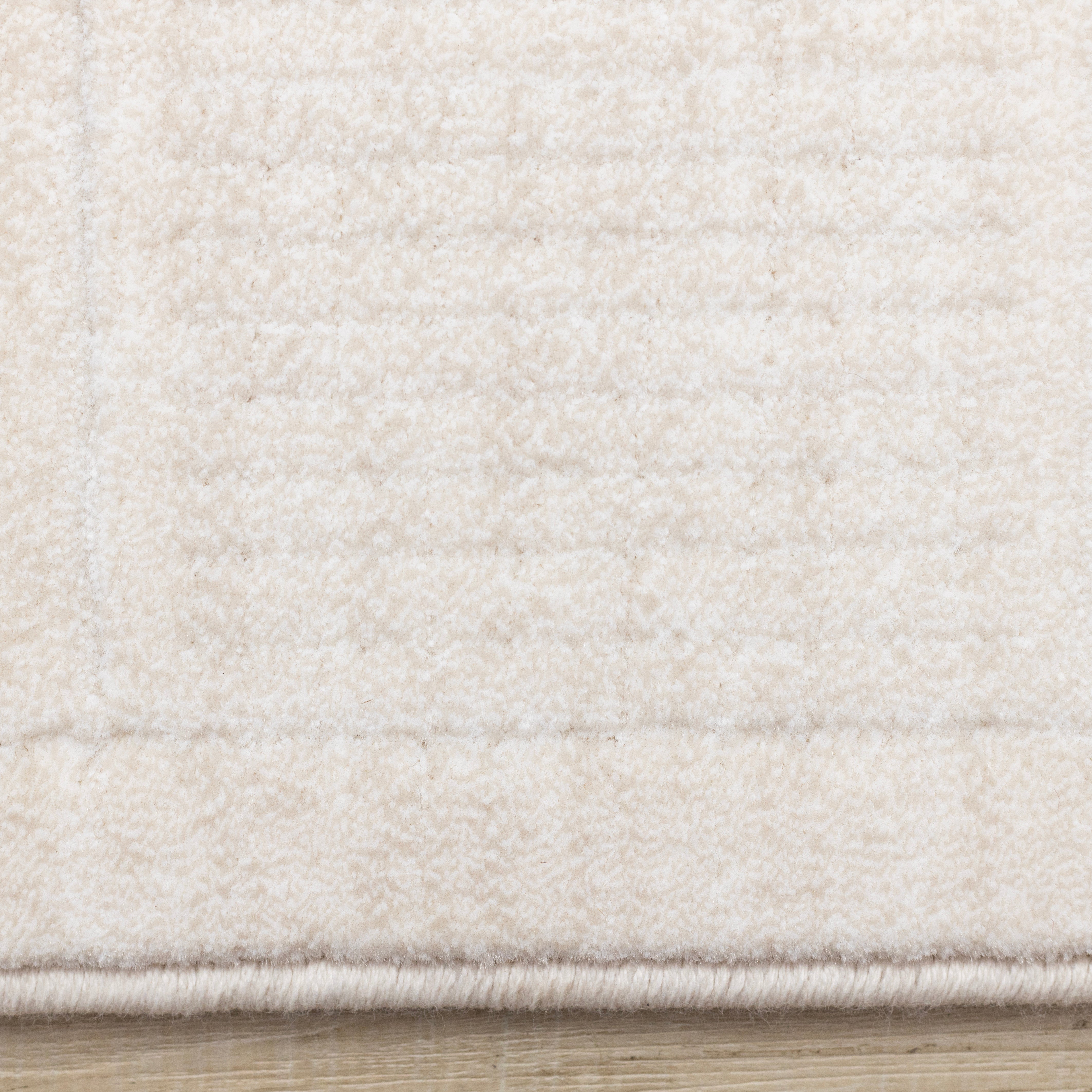Himalaya White Taupe Striped Checkers Rug