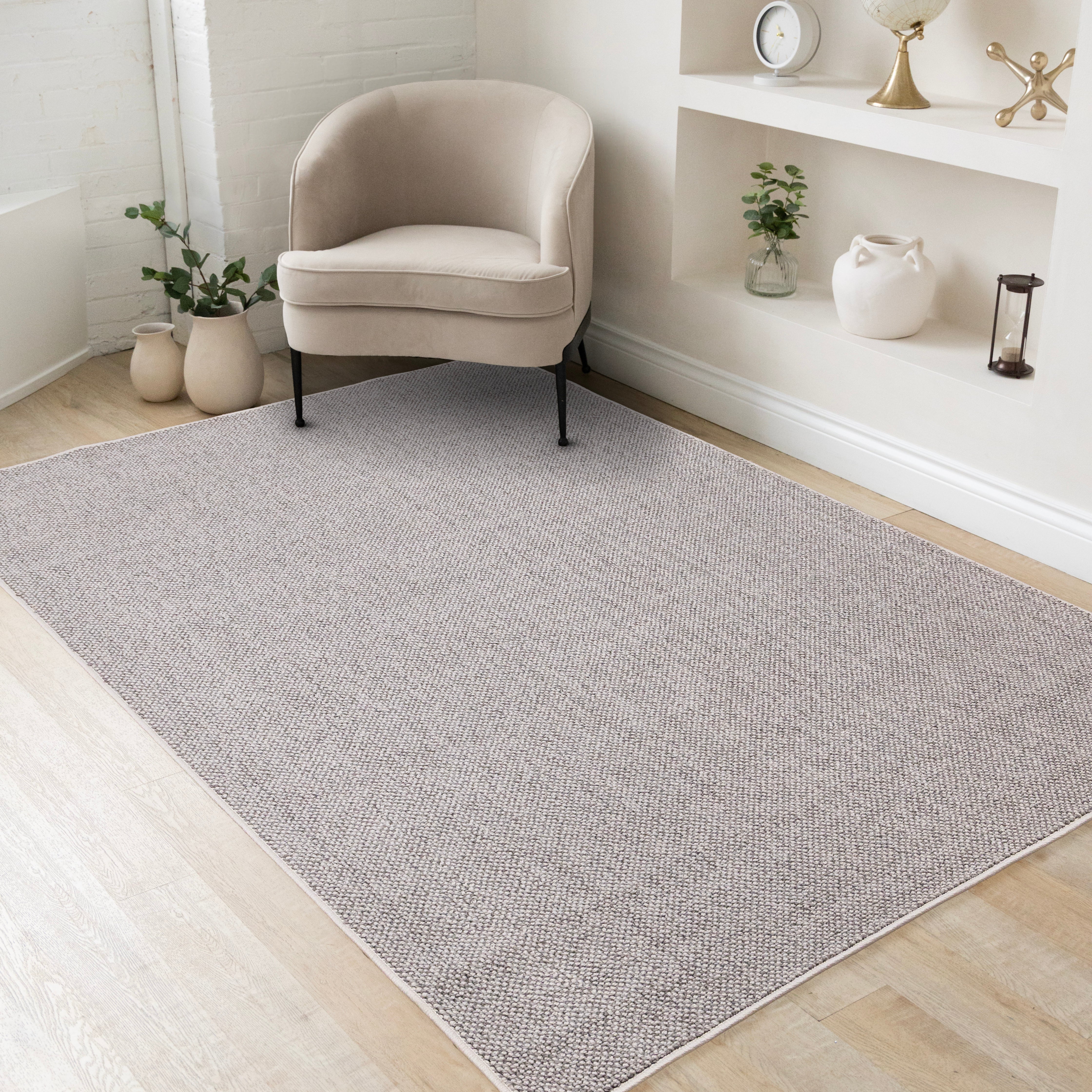 Inga Grey White High Loop Texture Rug