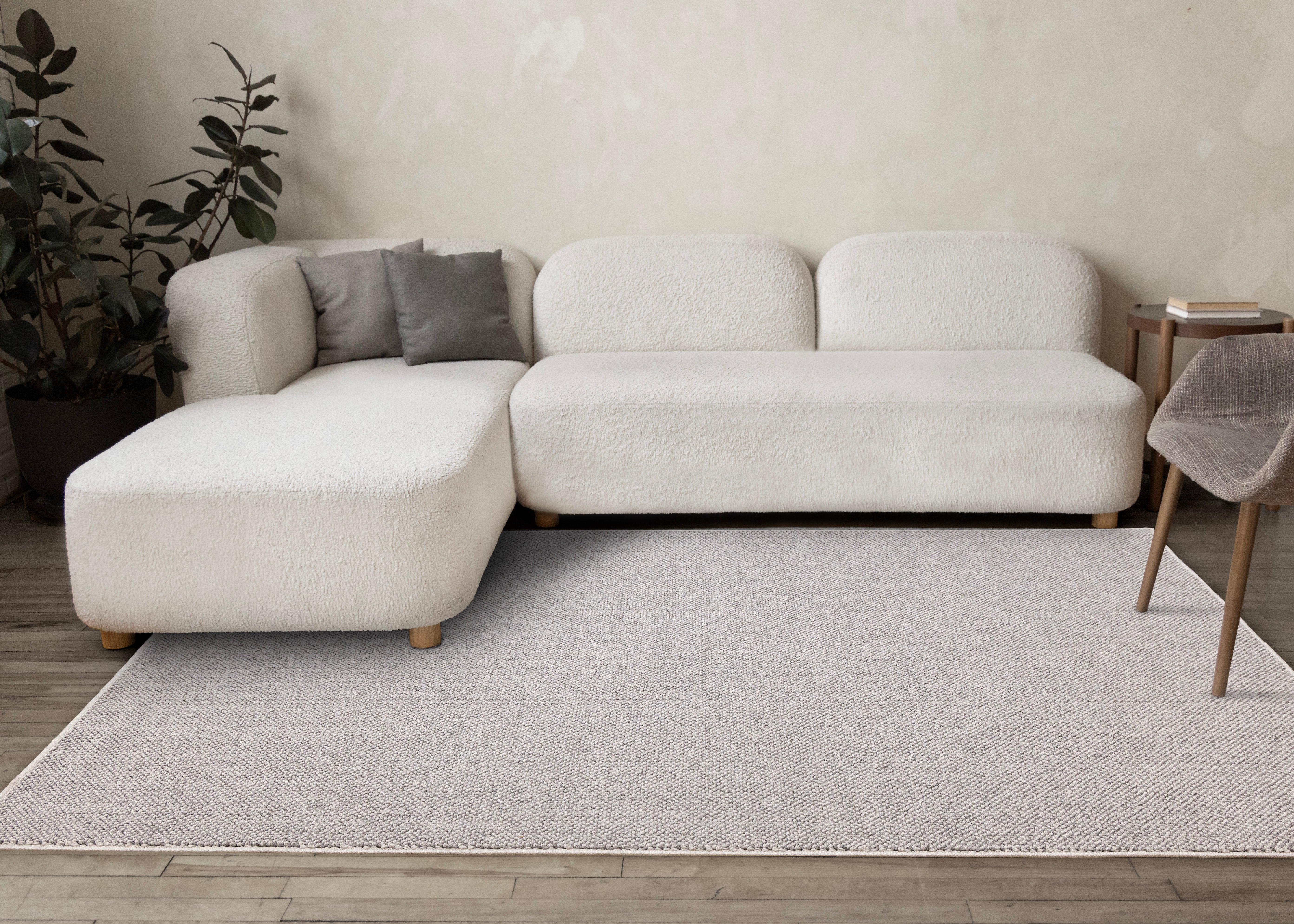 Inga Grey White High Loop Texture Rug