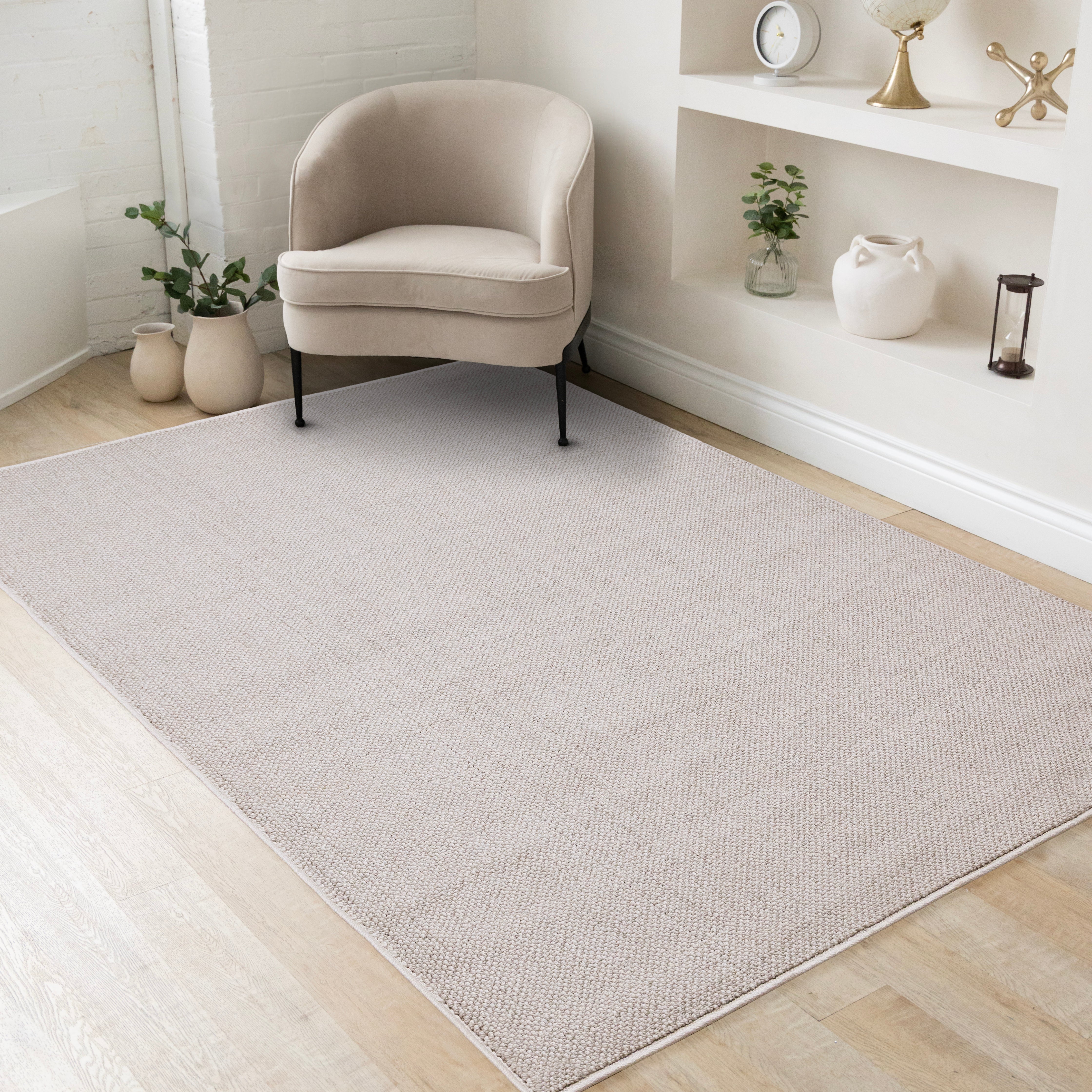 Inga White Taupe High Loop Texture Rug