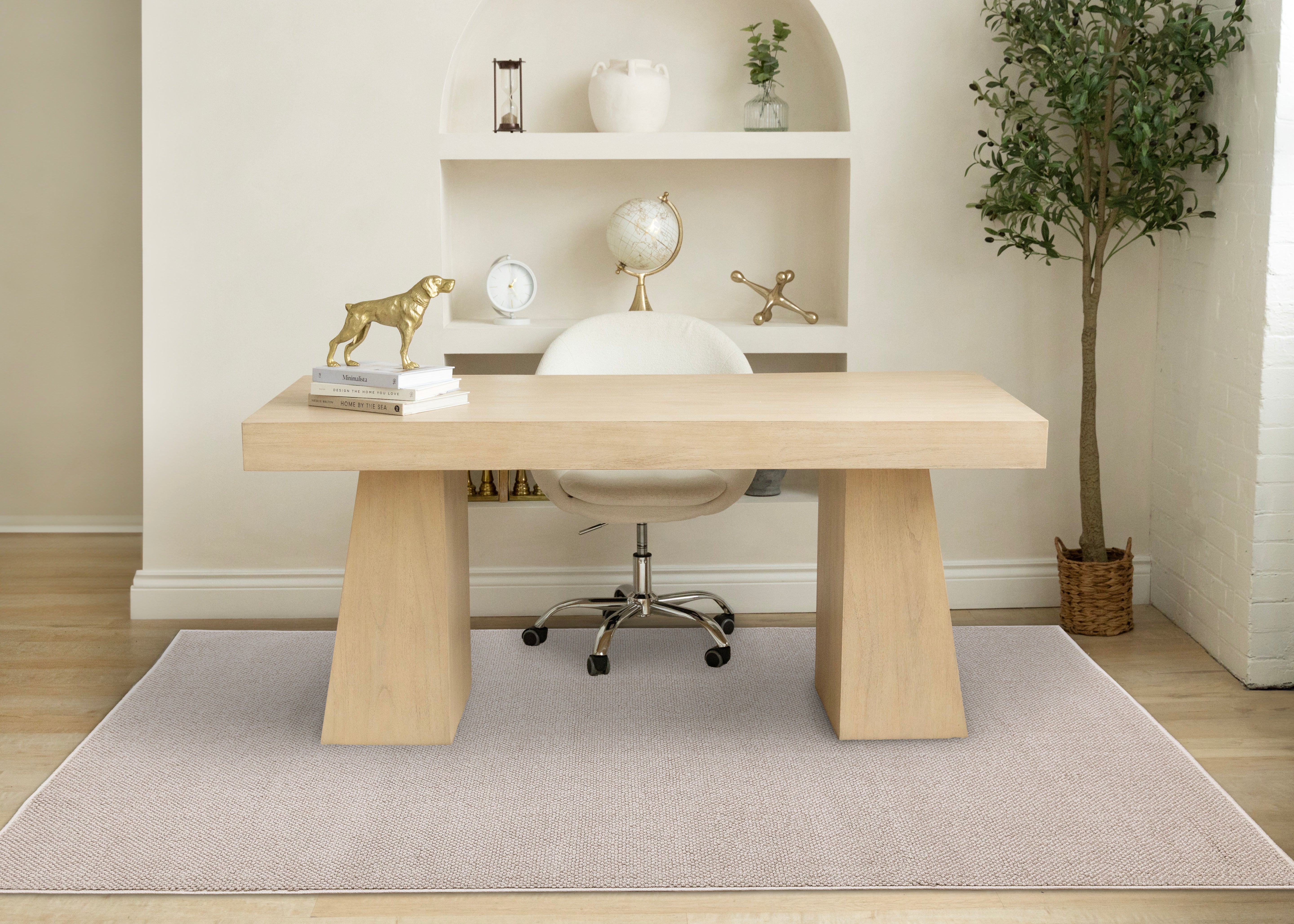 Inga White Taupe High Loop Texture Rug