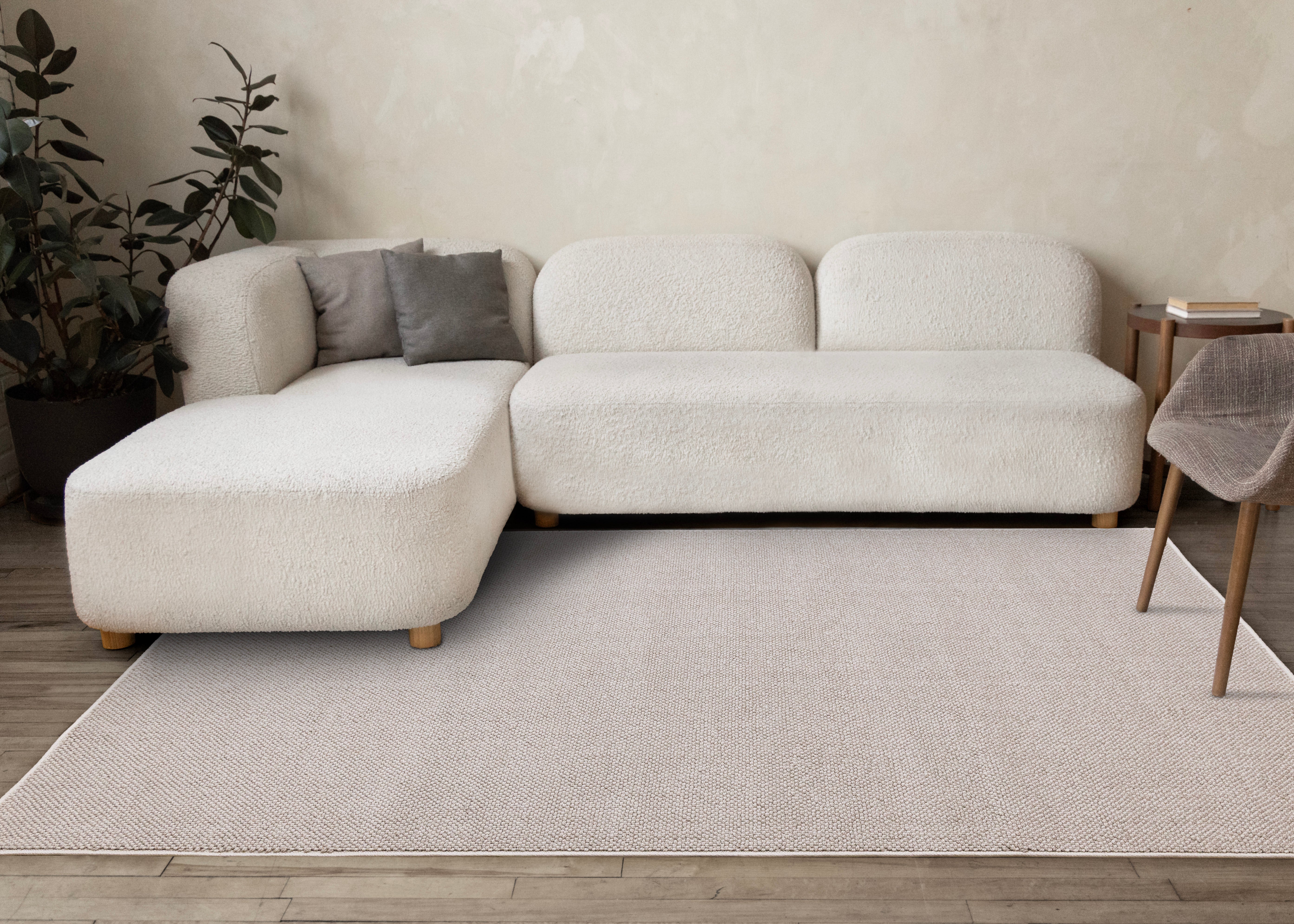 Inga White Taupe High Loop Texture Rug