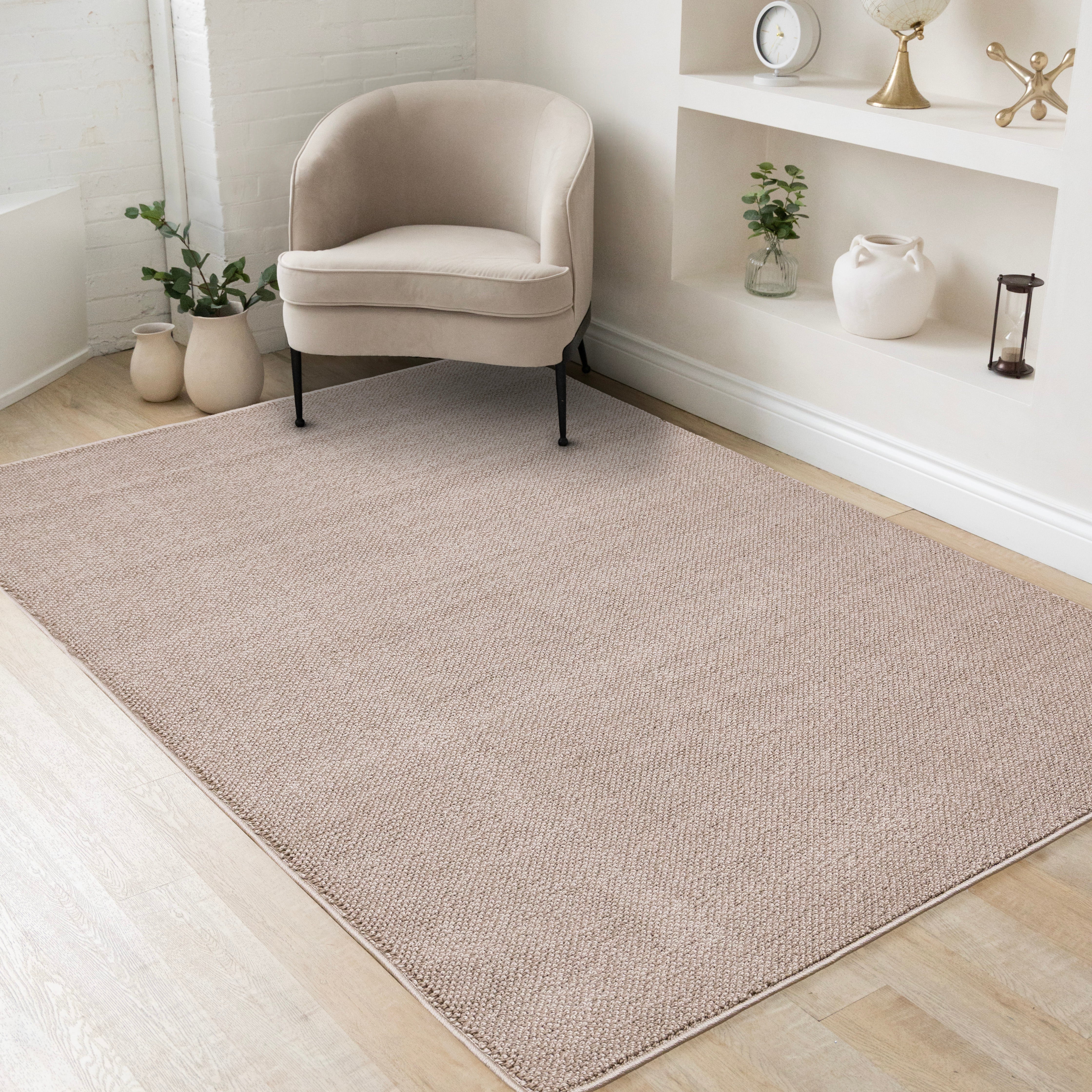 Inga Taupe White High Loop Texture Rug