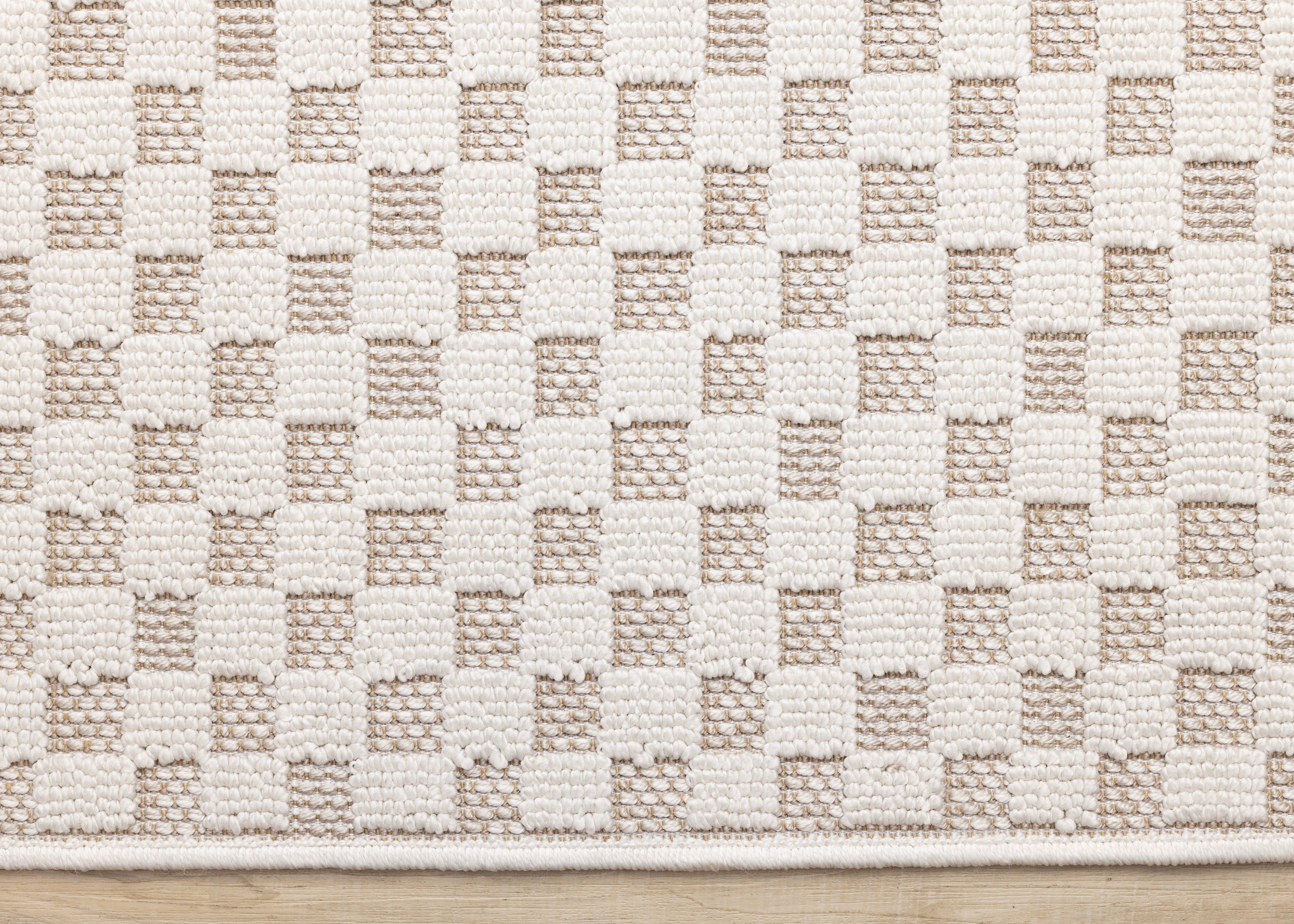 Isla White Beige Checkered Rug