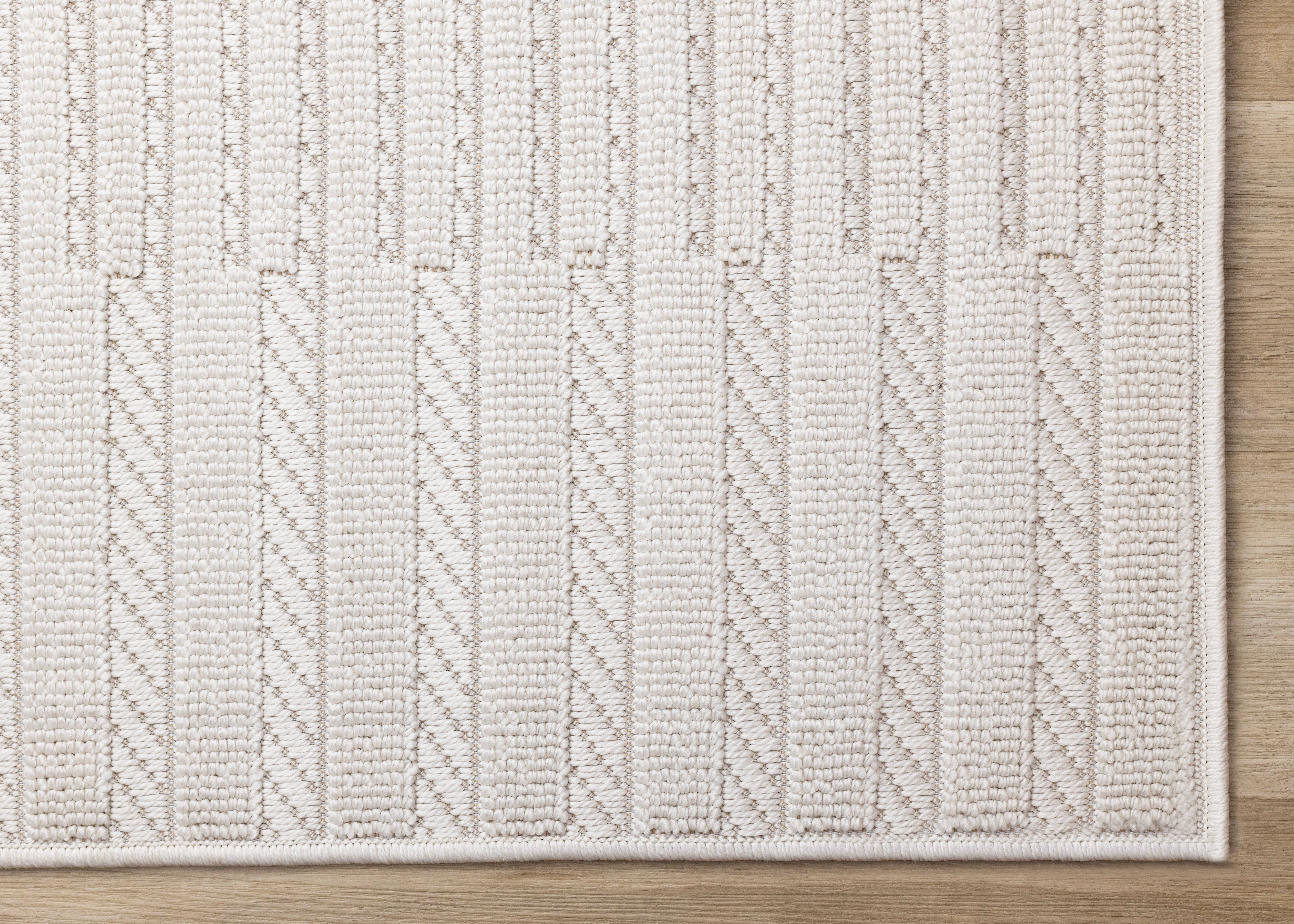 Isla White Striped Columns Rug