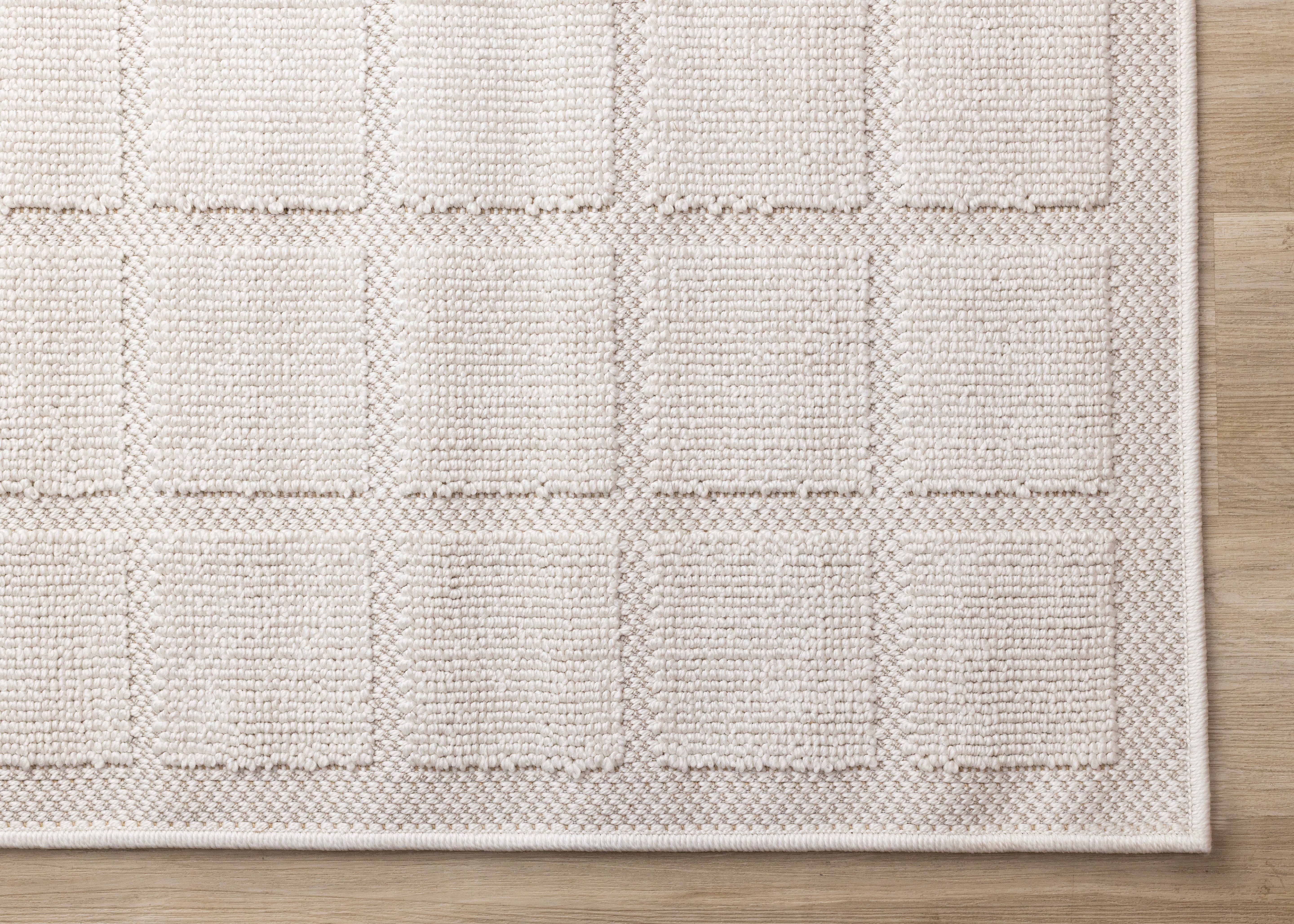 Isla White Grid Design Rug
