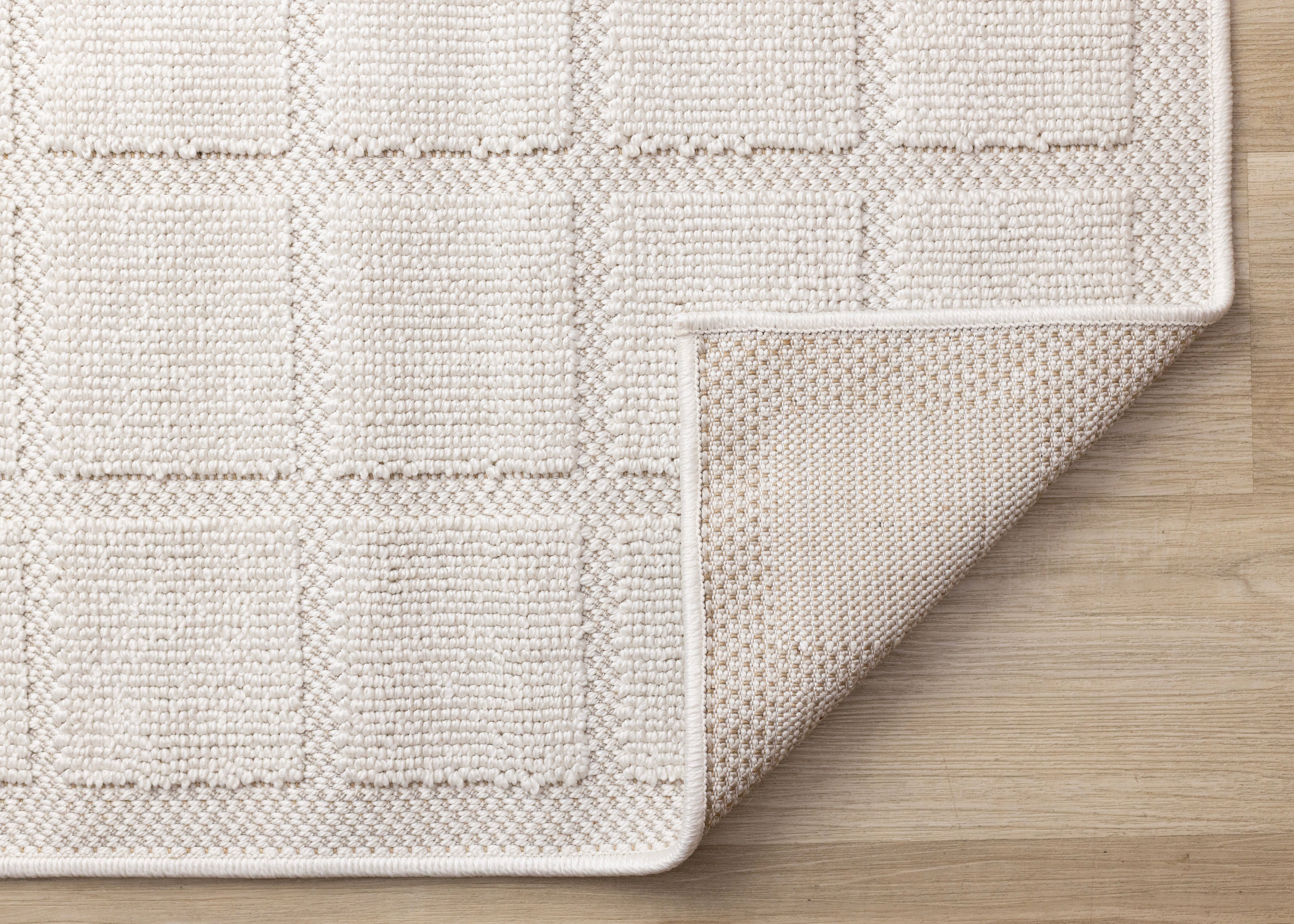 Isla White Grid Design Rug