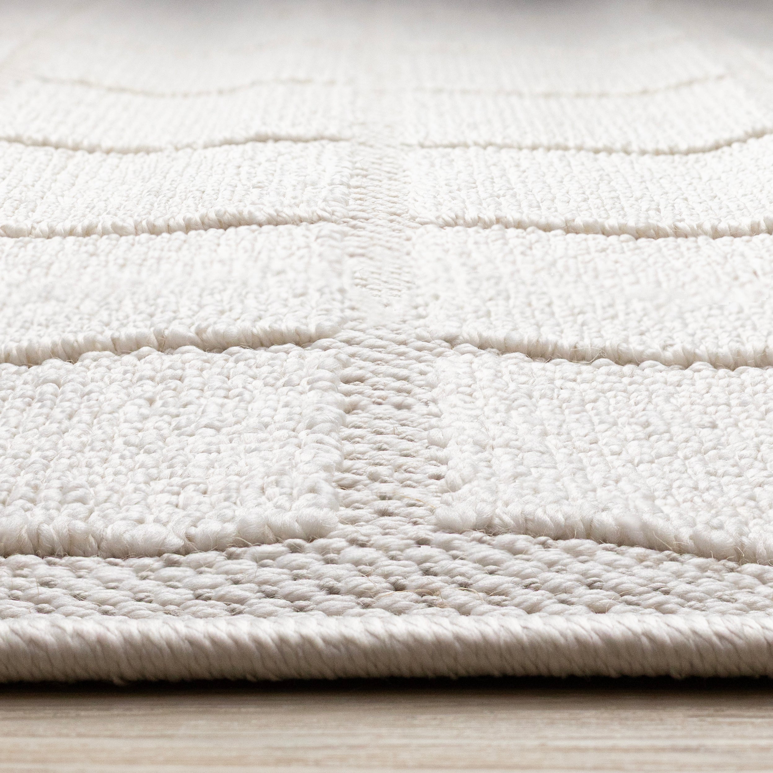 Isla White Grid Design Rug