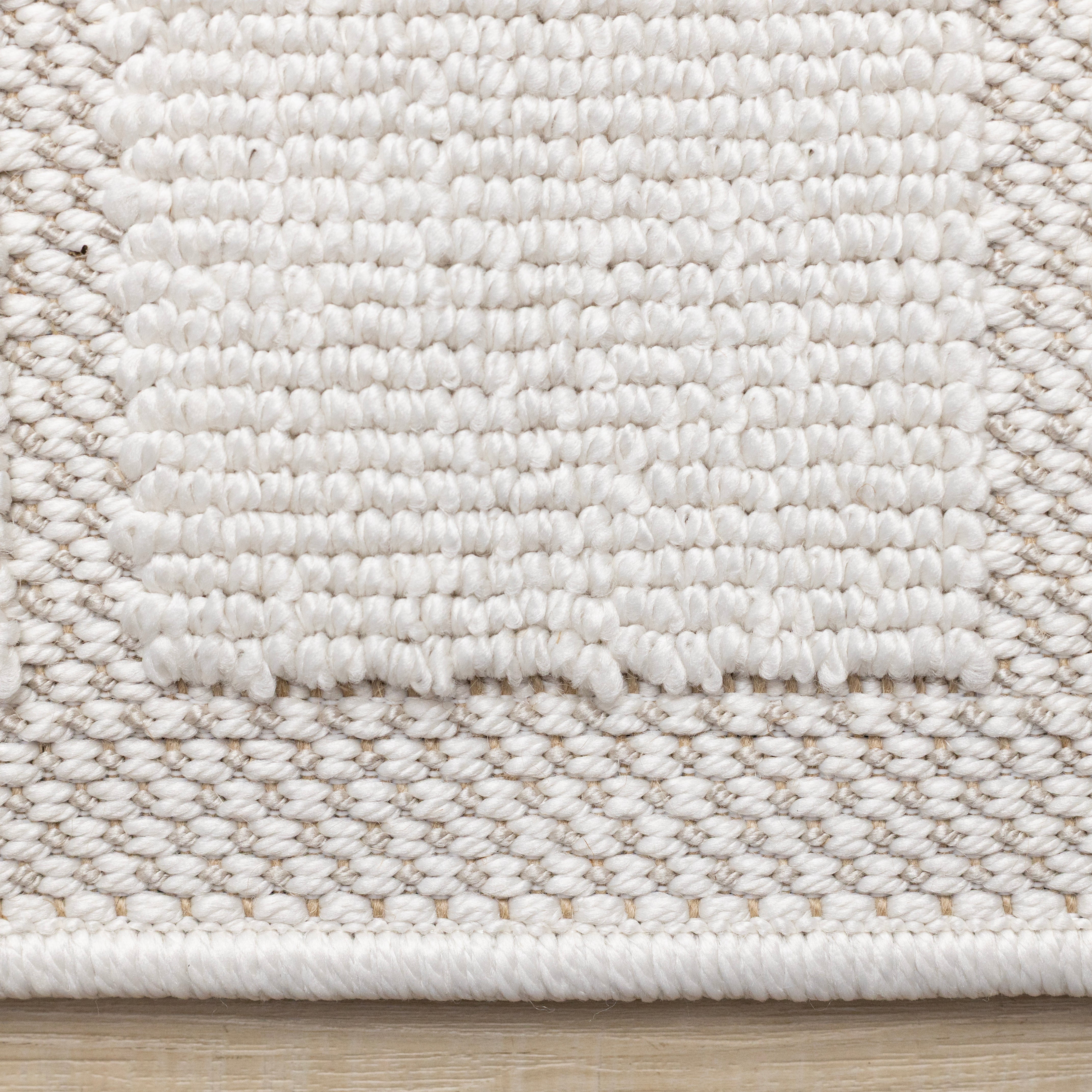 Isla White Grid Design Rug