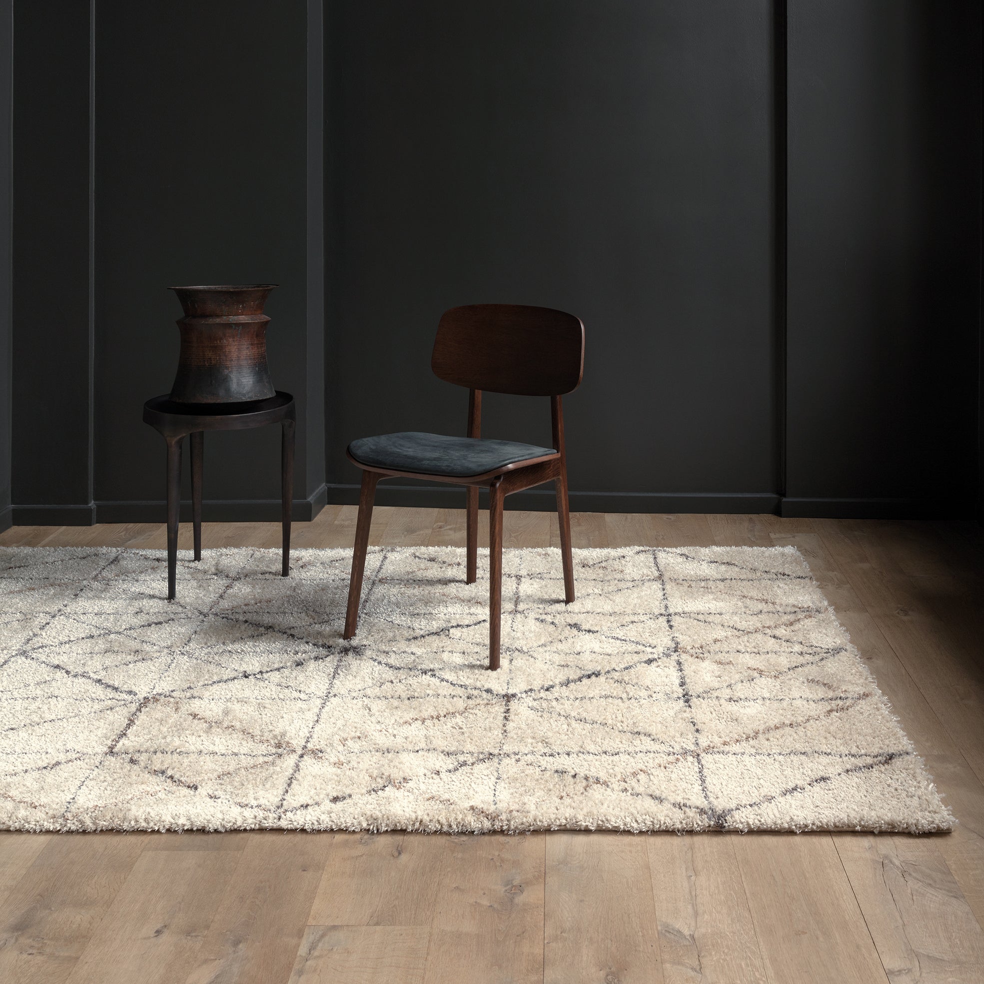 Lane Cream Grey Geometric Luxury Rug
