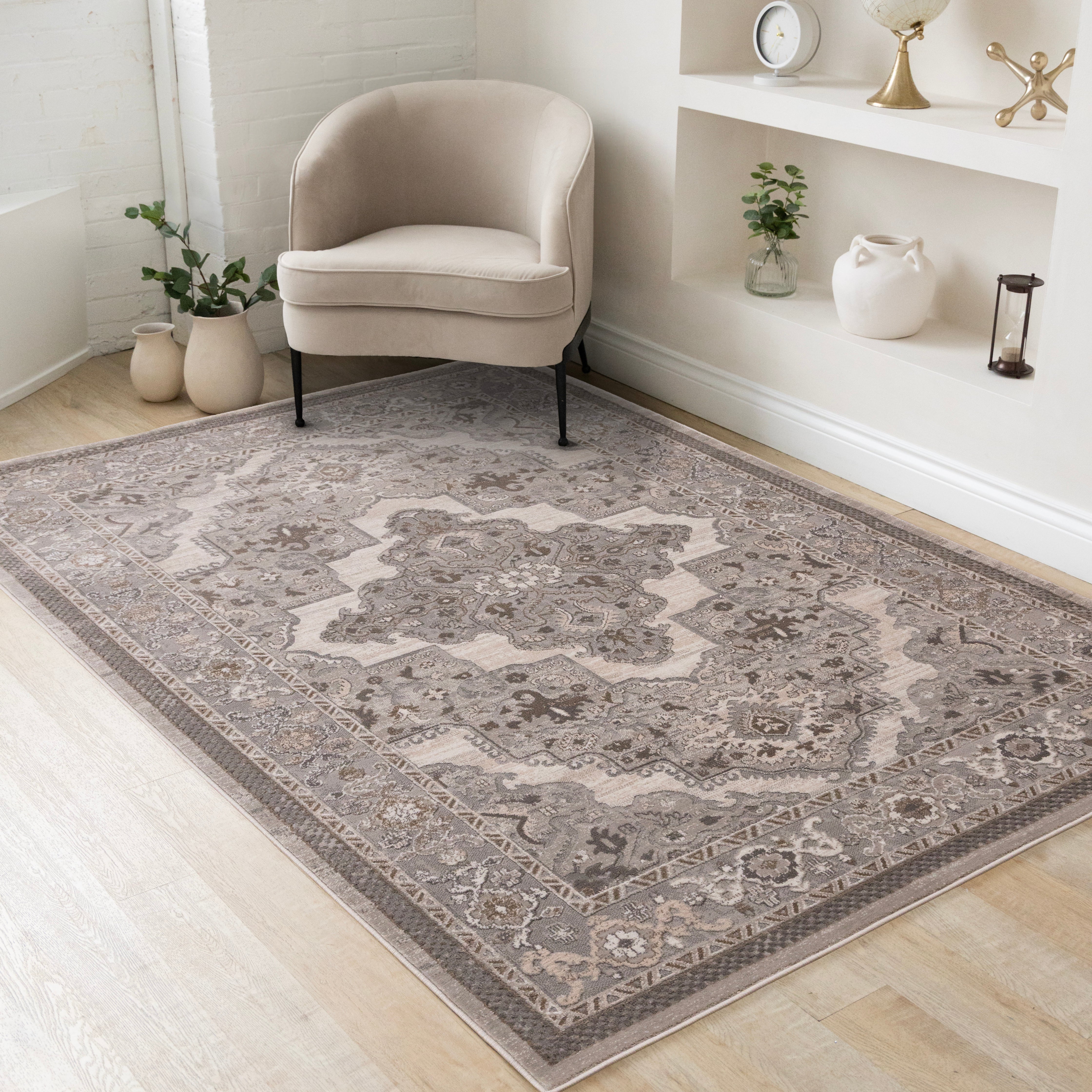 Legacy Taupe White Grey Beige Classic Elegant Rug
