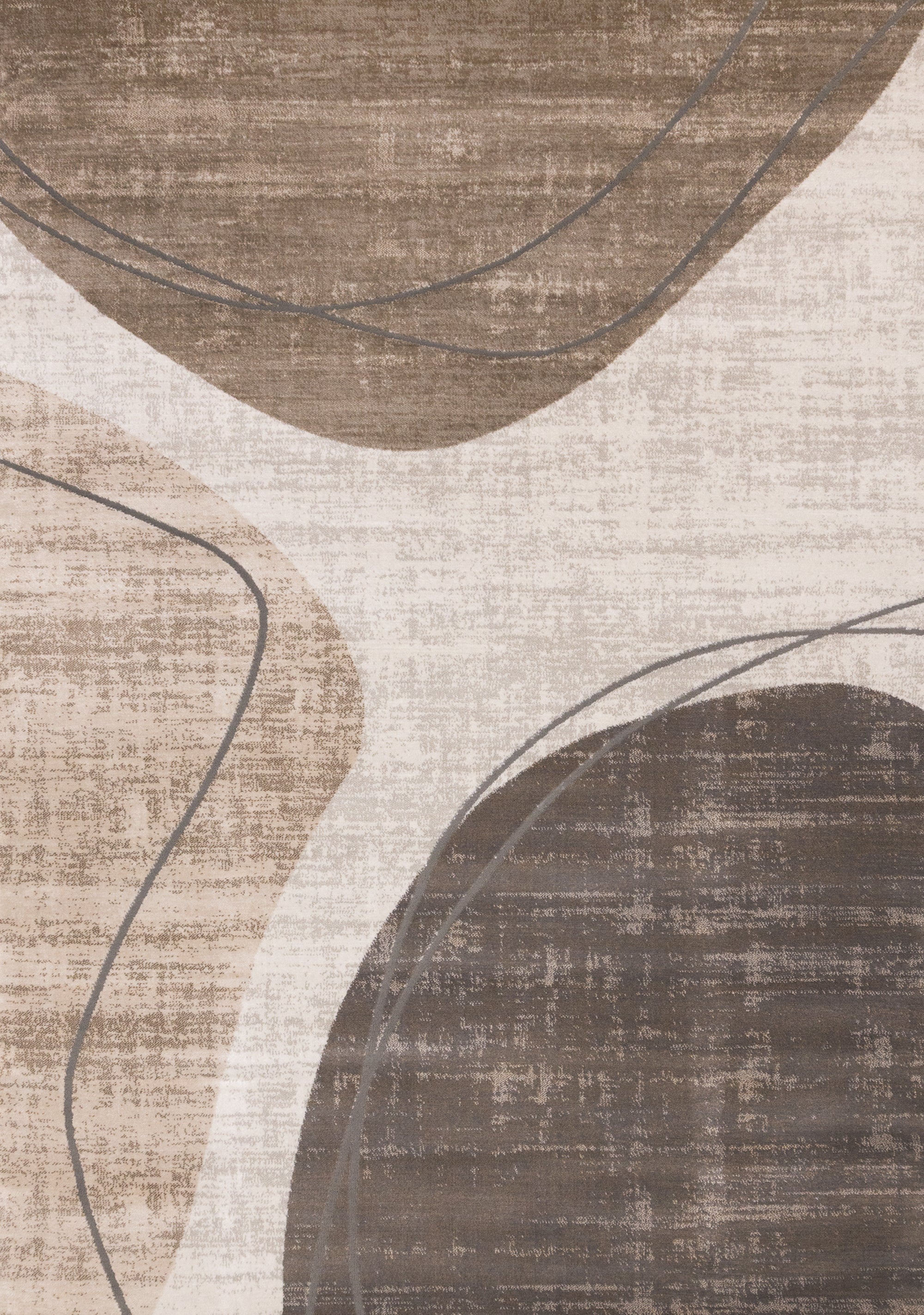 Legacy Taupe Beige White Grey Rounded Shapes Design Rug