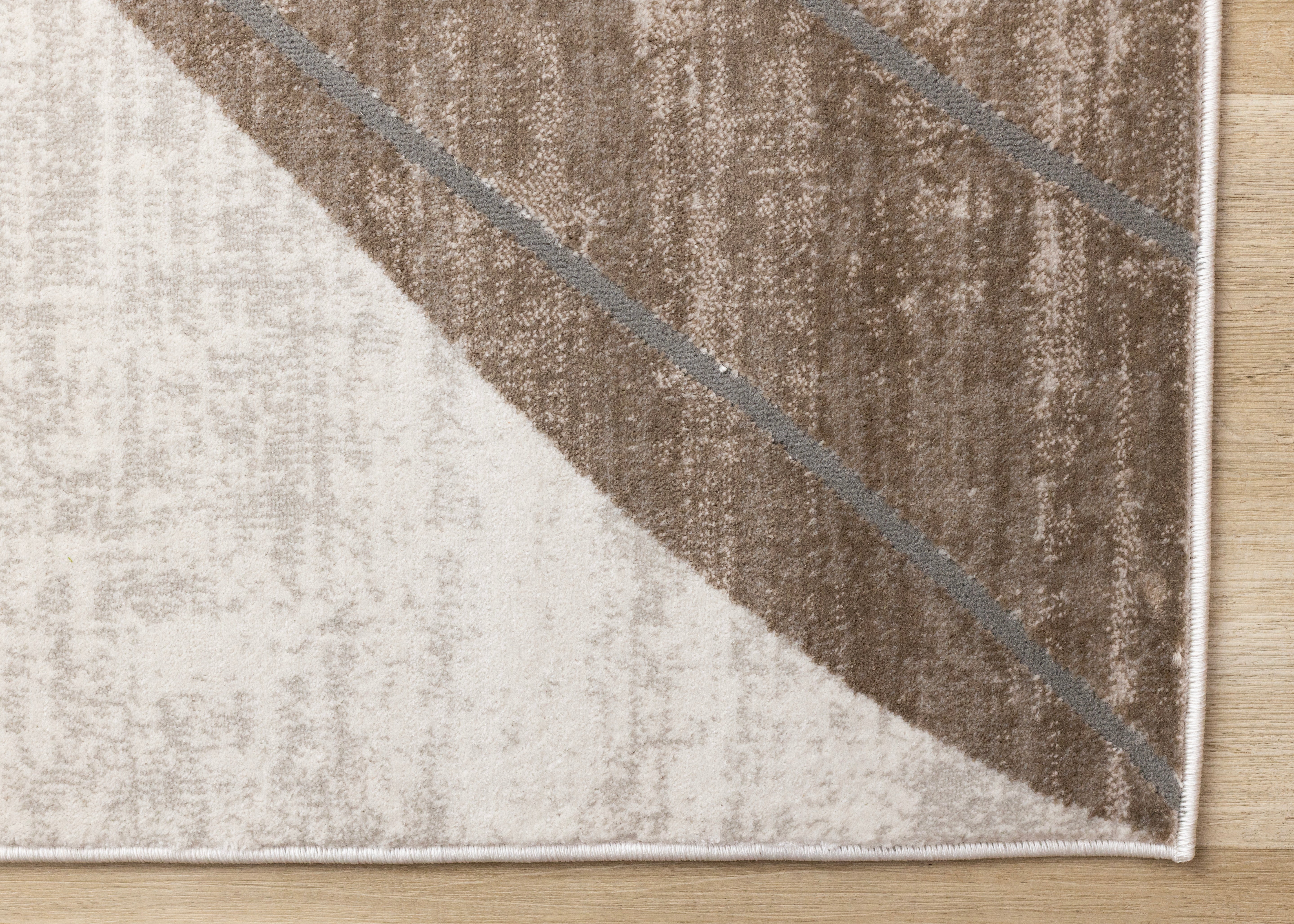 Legacy Taupe Beige White Grey Rounded Shapes Design Rug