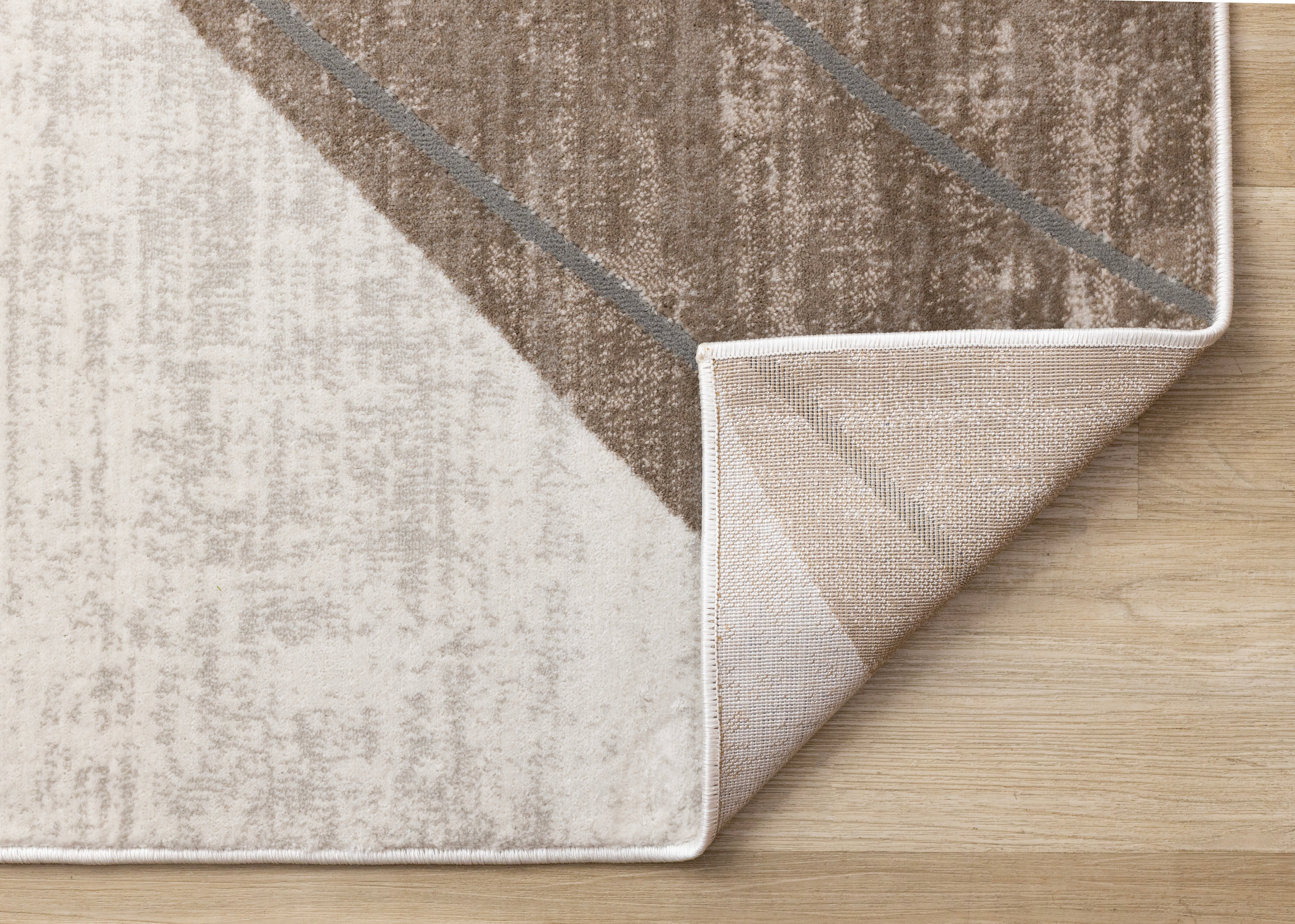 Legacy Taupe Beige White Grey Rounded Shapes Design Rug