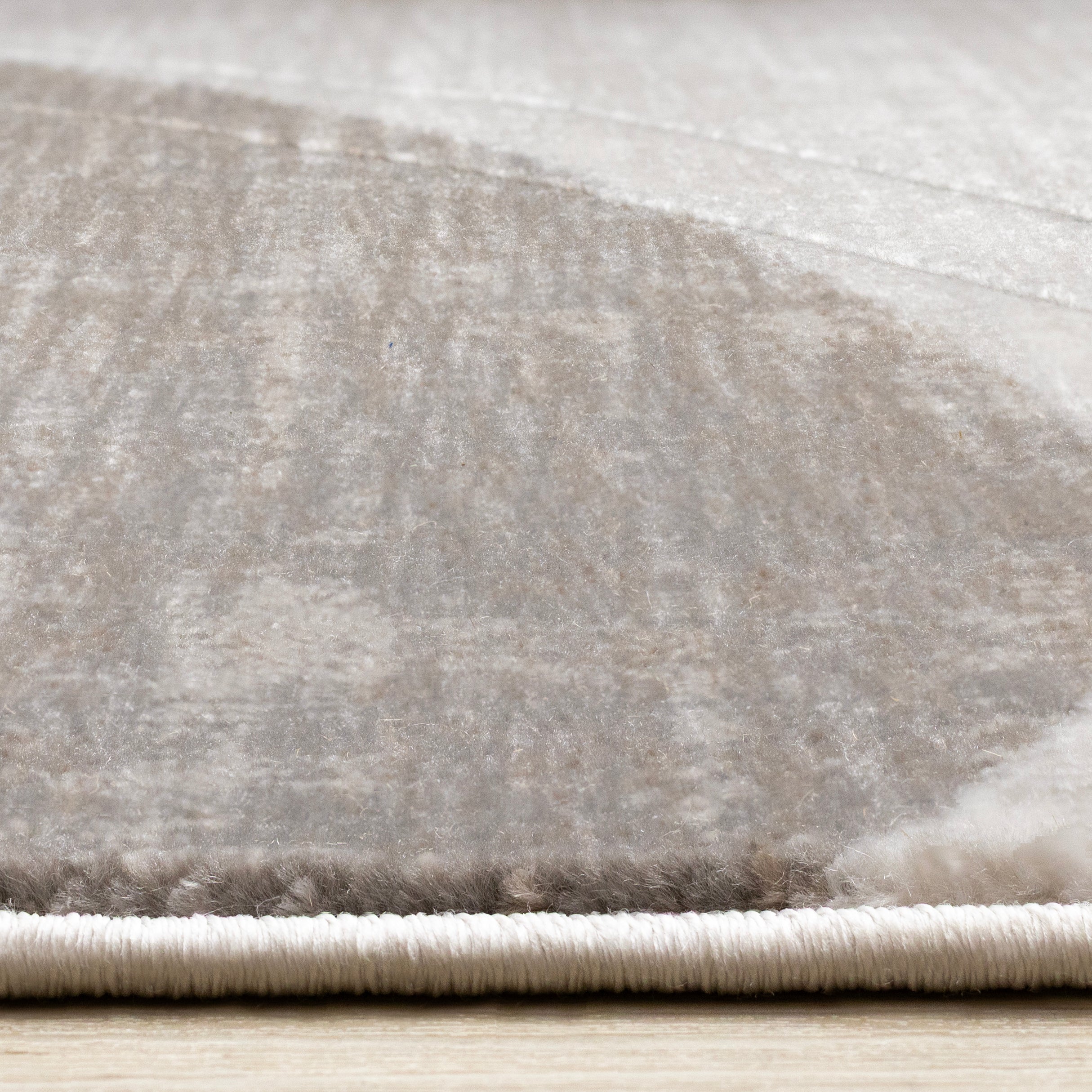 Legacy Taupe Beige White Grey Rounded Shapes Design Rug