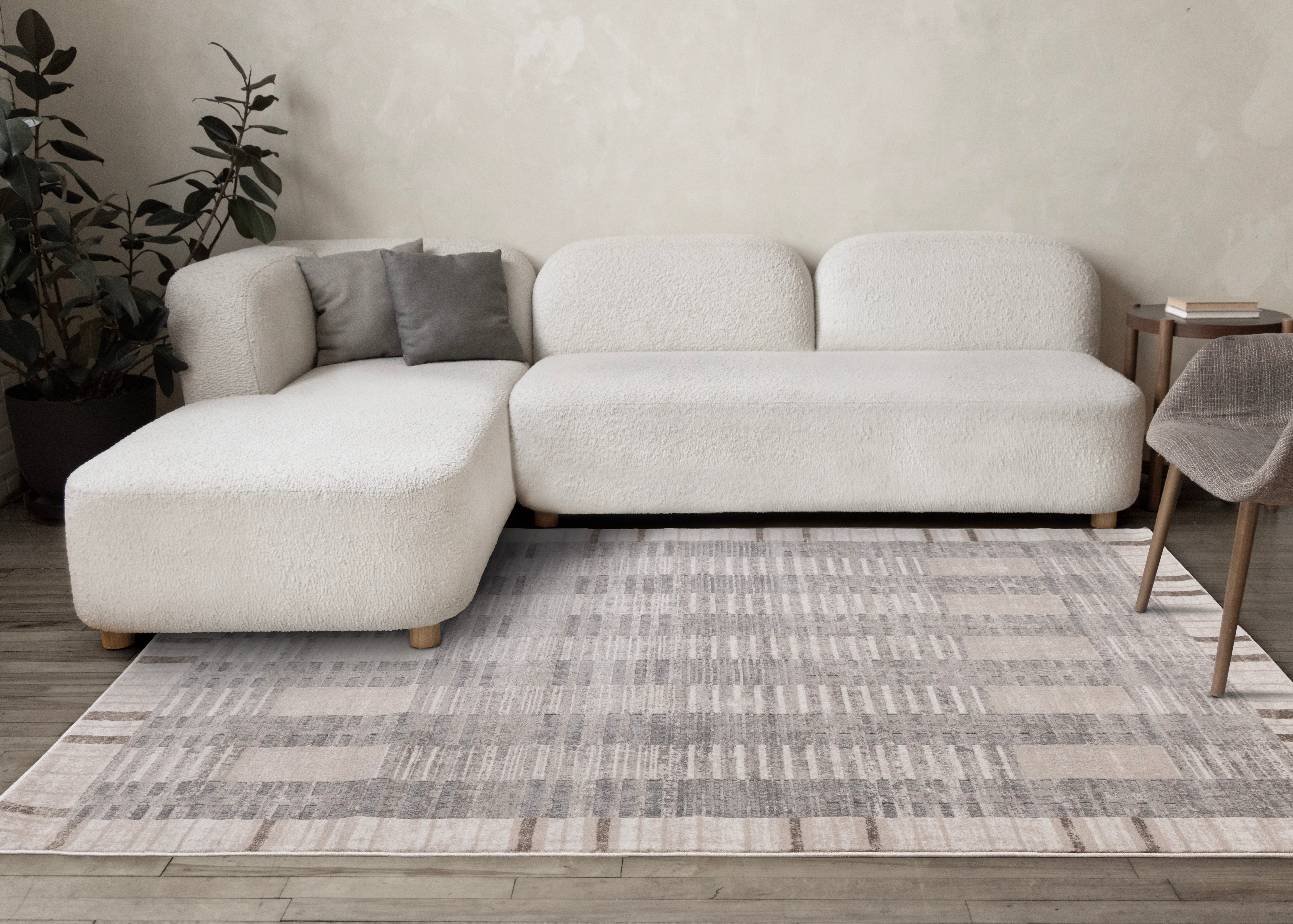 Legacy Taupe Beige Grey Geometric Striped Design Rug