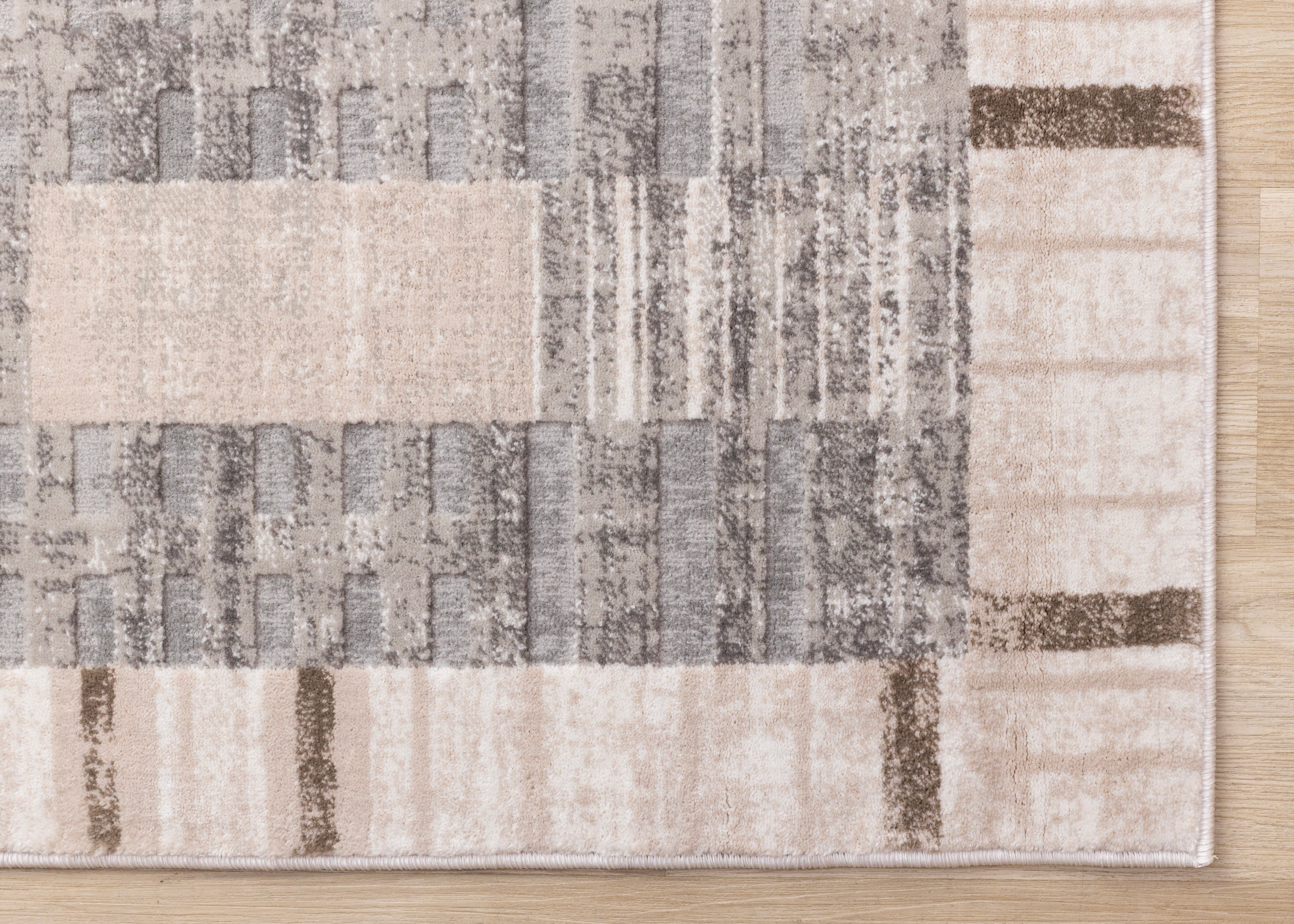 Legacy Taupe Beige Grey Geometric Striped Design Rug
