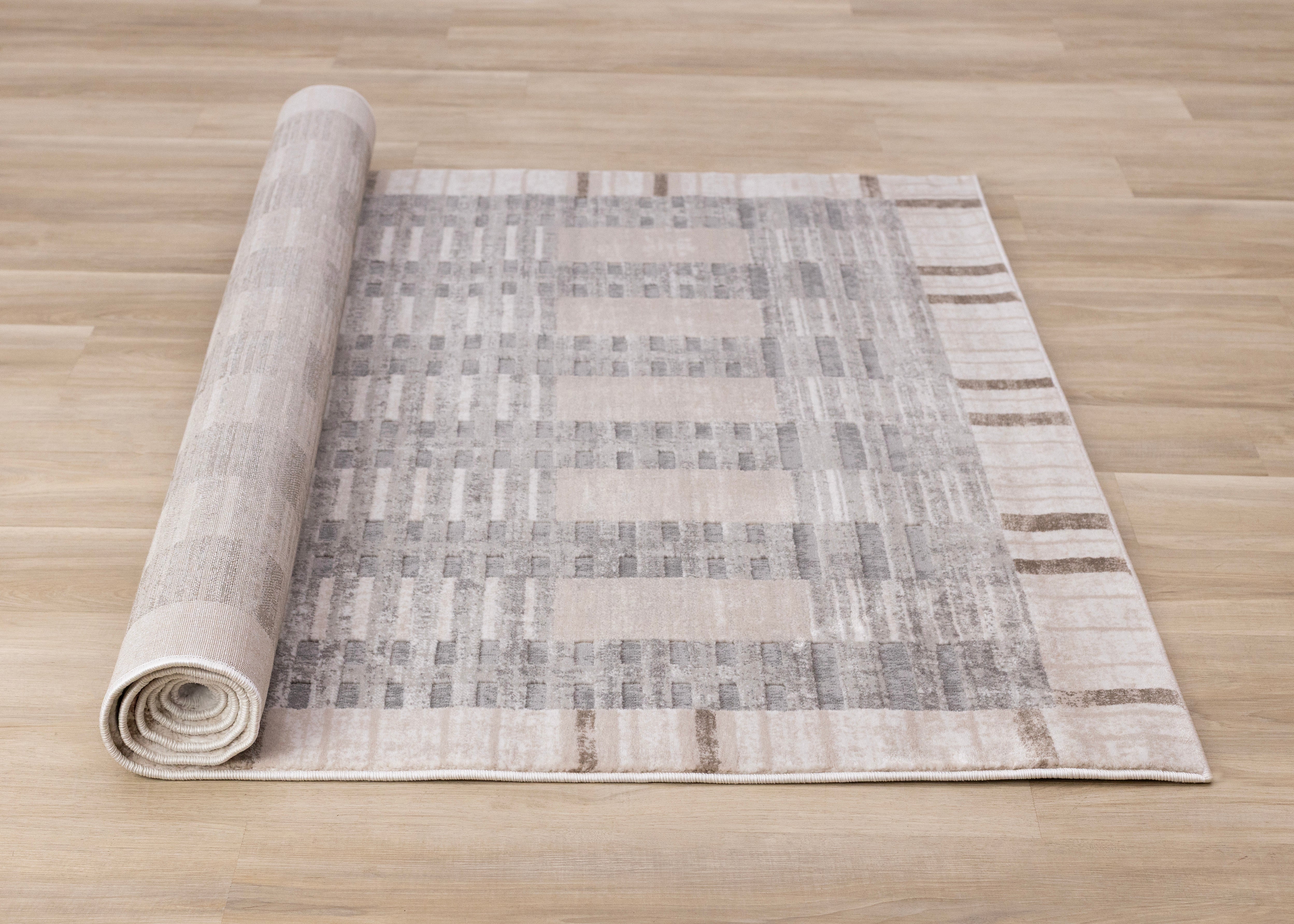 Legacy Taupe Beige Grey Geometric Striped Design Rug