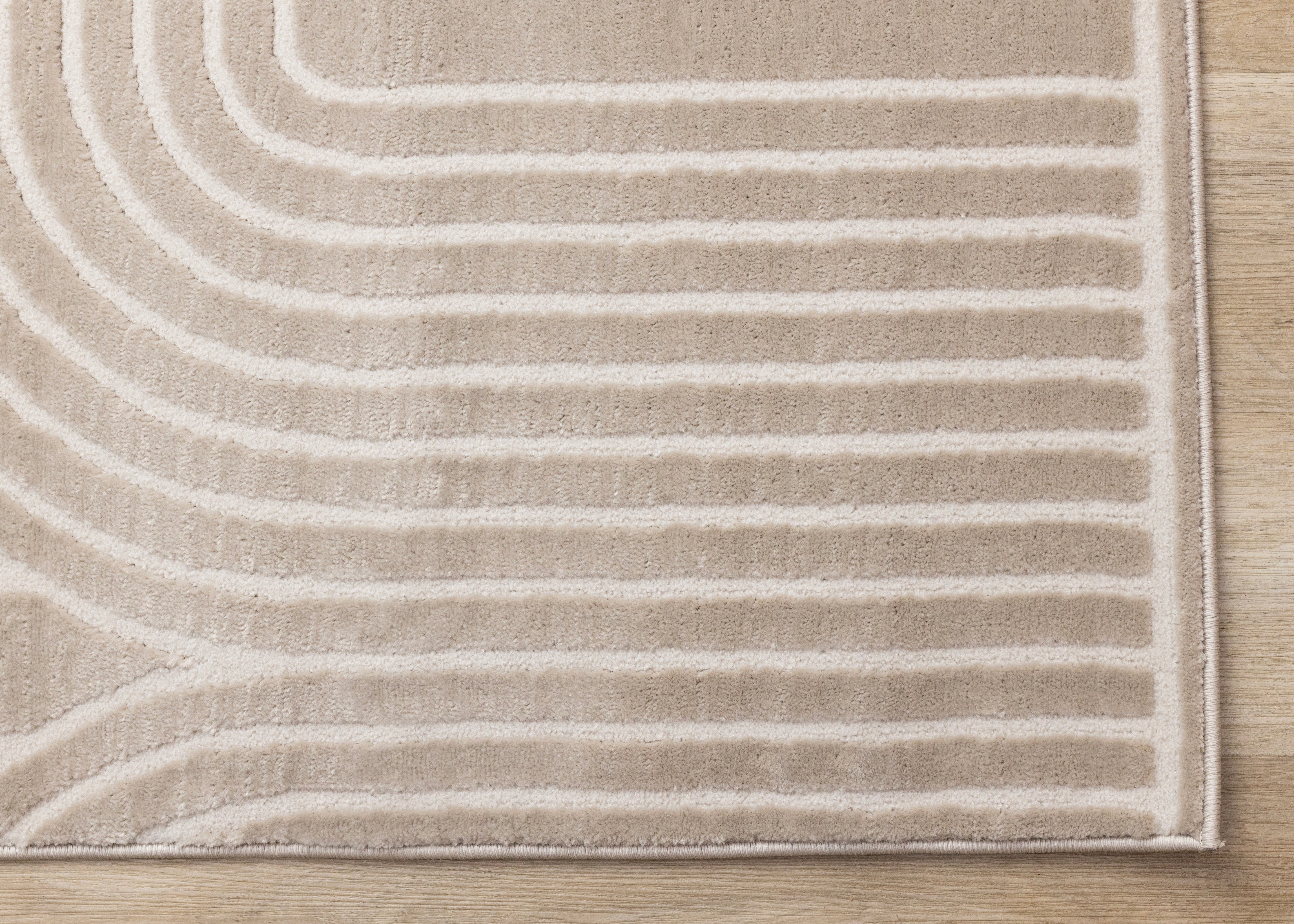 Leo Cream Beige Modern Geometric Arches Pattern Rug