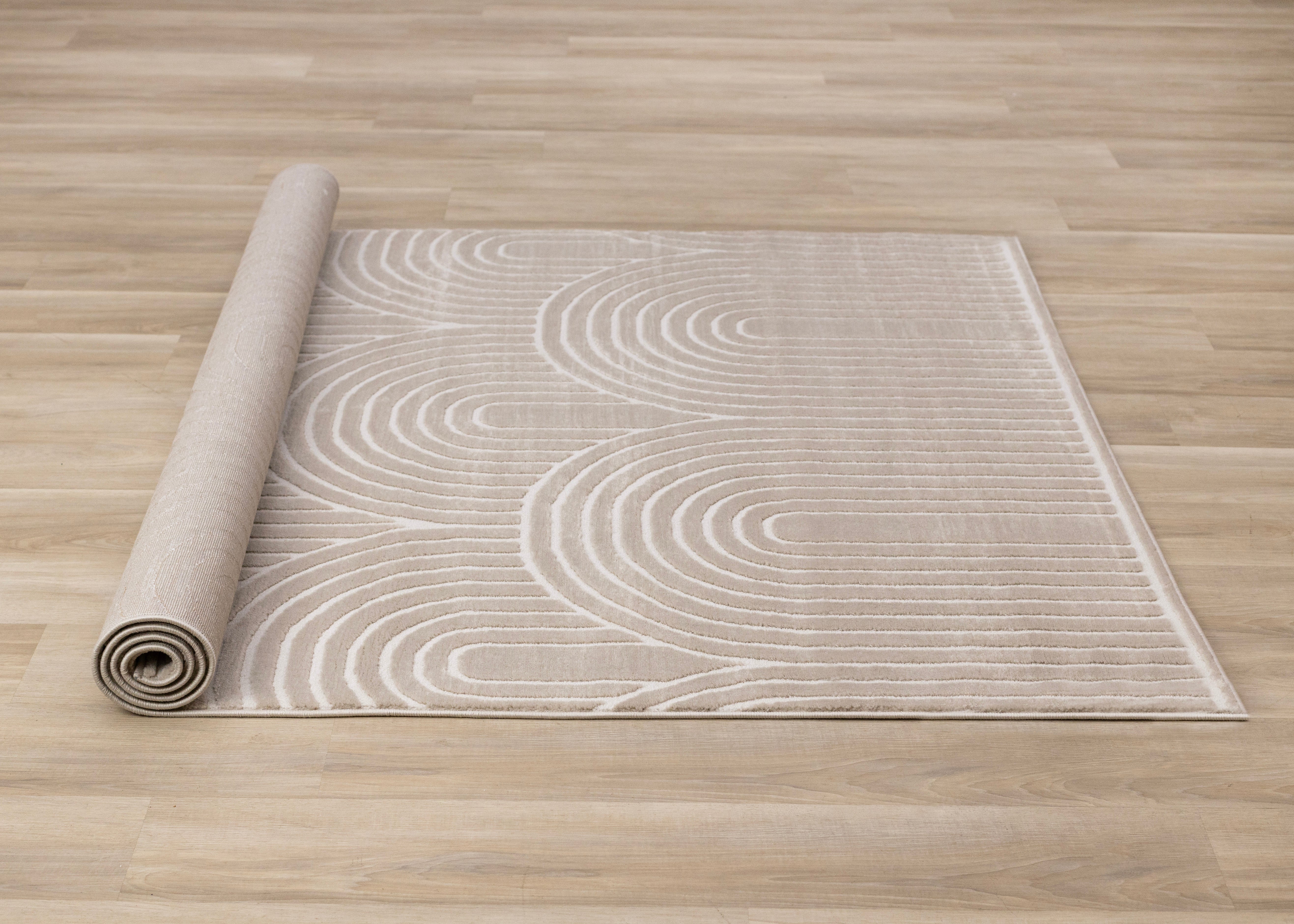 Leo Cream Beige Modern Geometric Arches Pattern Rug