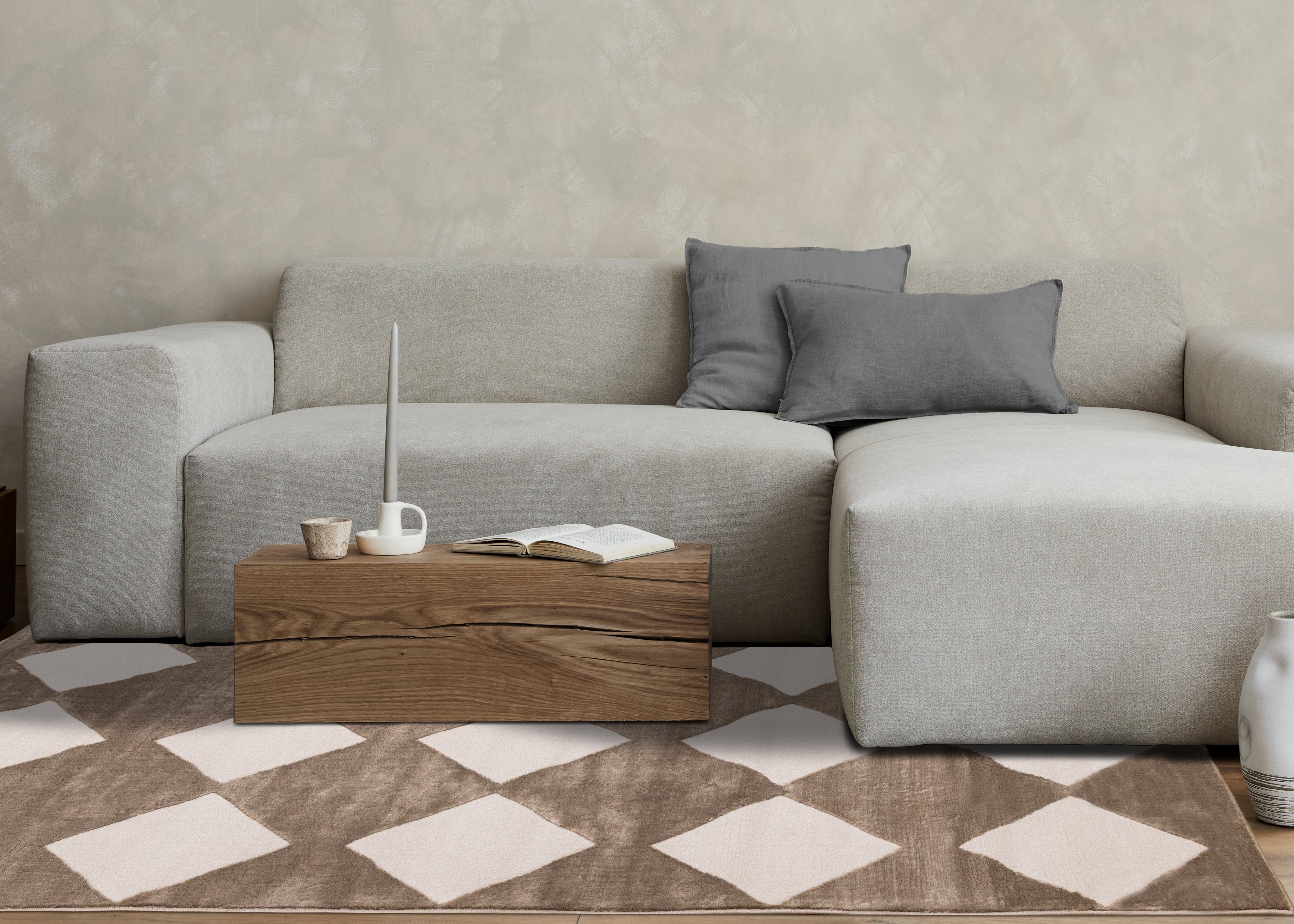 Leo Brown Cream Diamond Design Rug