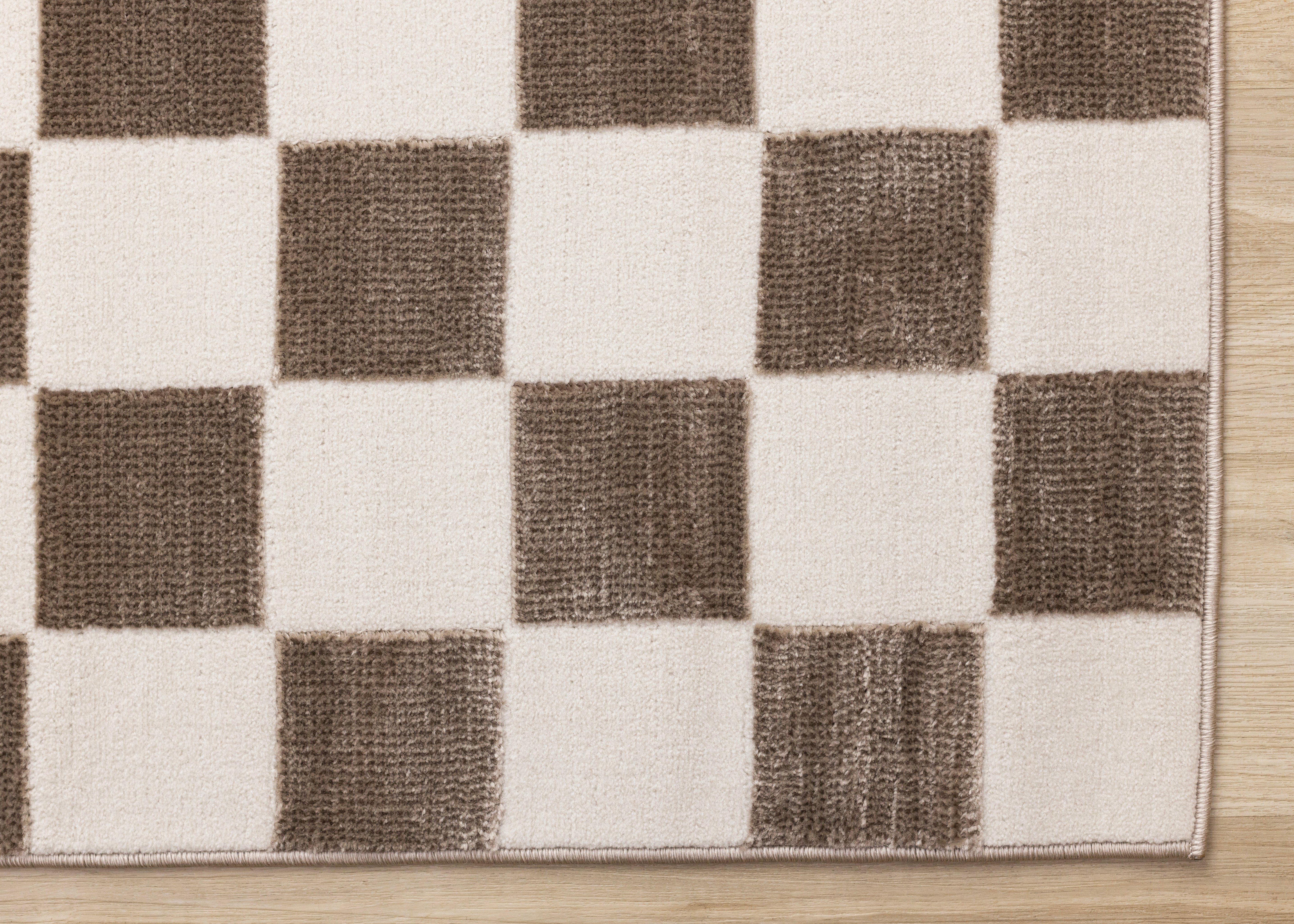 Leo Brown White Checkers Rug