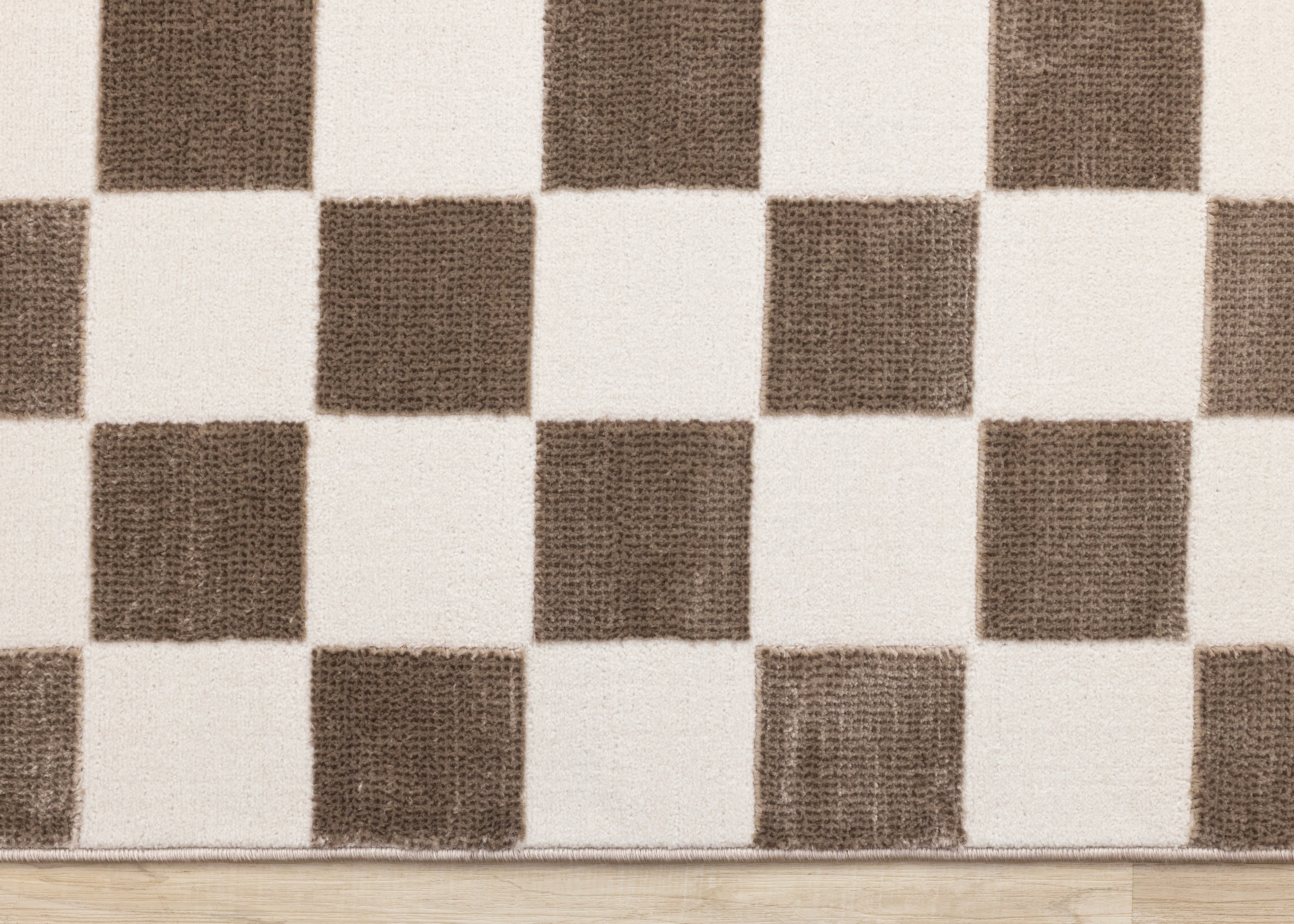 Leo Brown White Checkers Rug