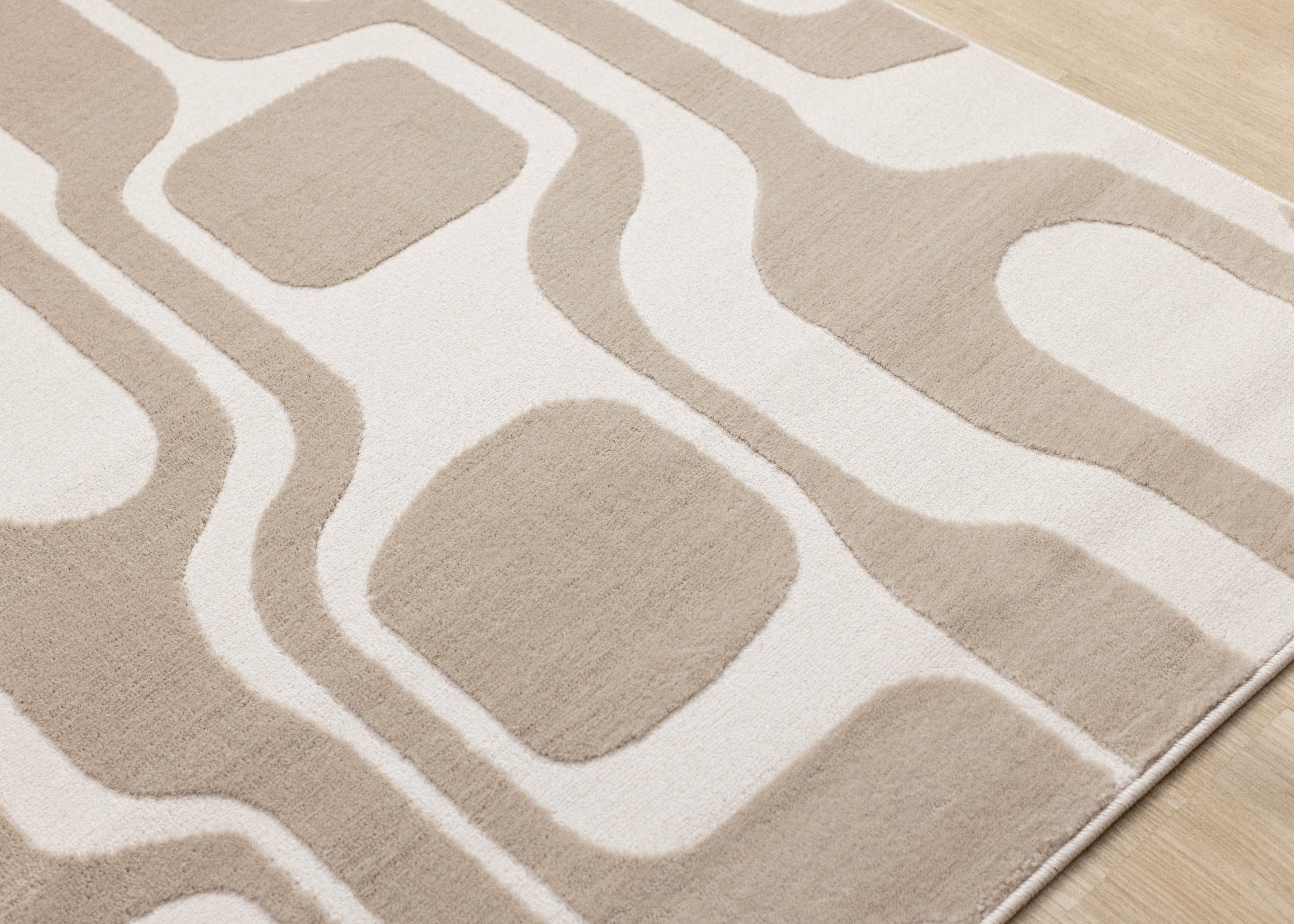 Leo Beige Cream Mid-Century Modern Design Rug