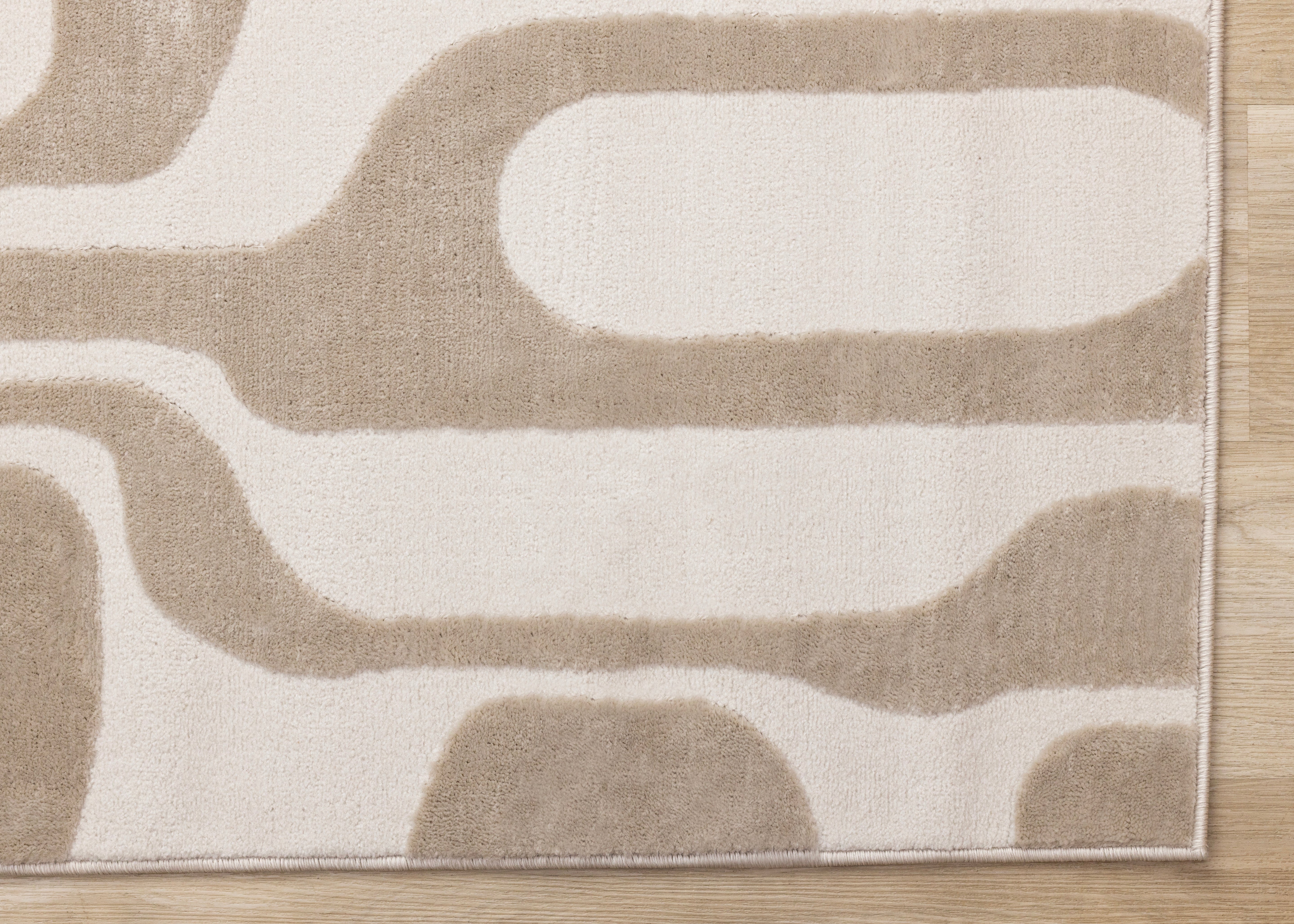 Leo Beige Cream Mid-Century Modern Design Rug