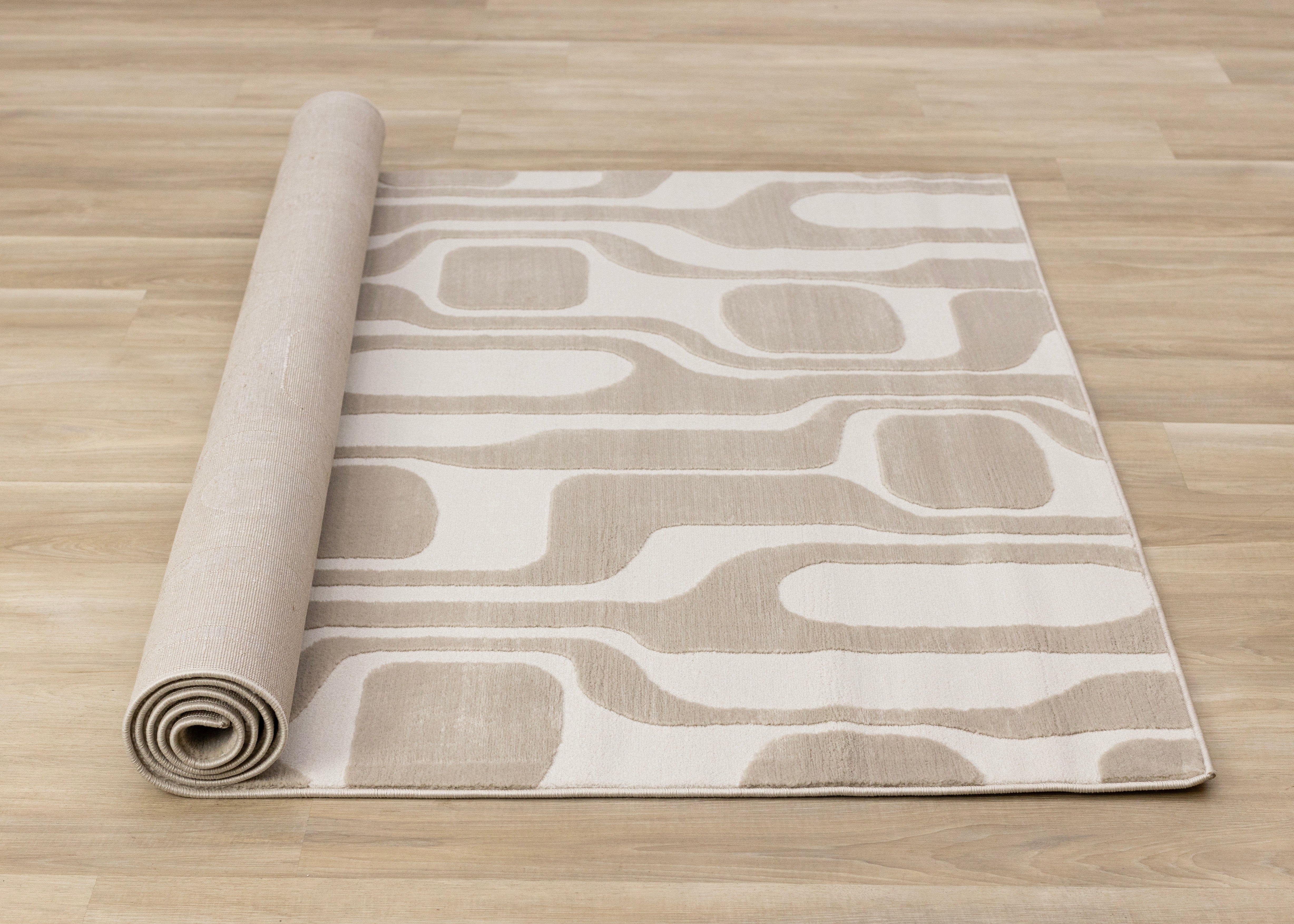 Leo Beige Cream Mid-Century Modern Design Rug