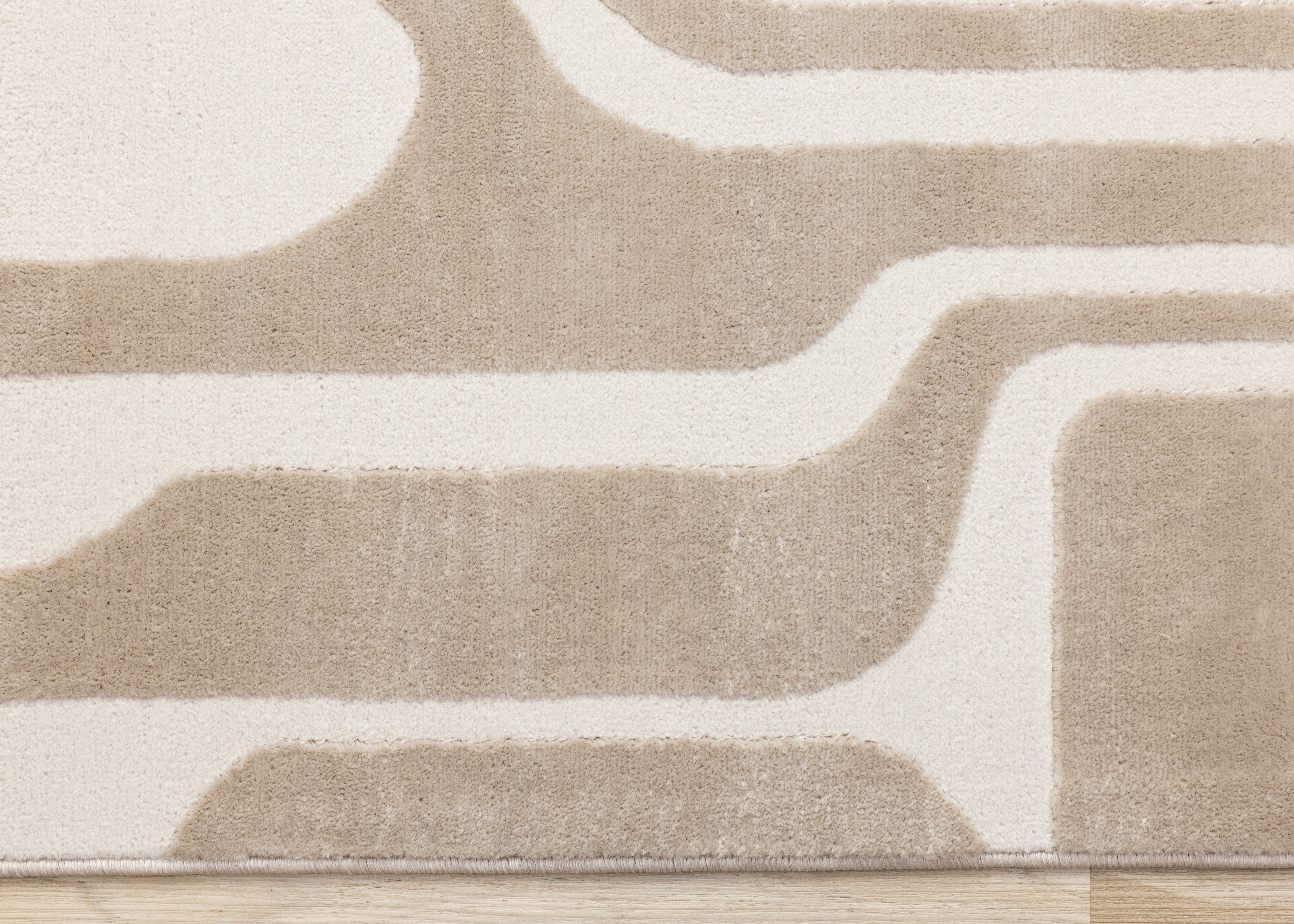 Leo Beige Cream Mid-Century Modern Design Rug