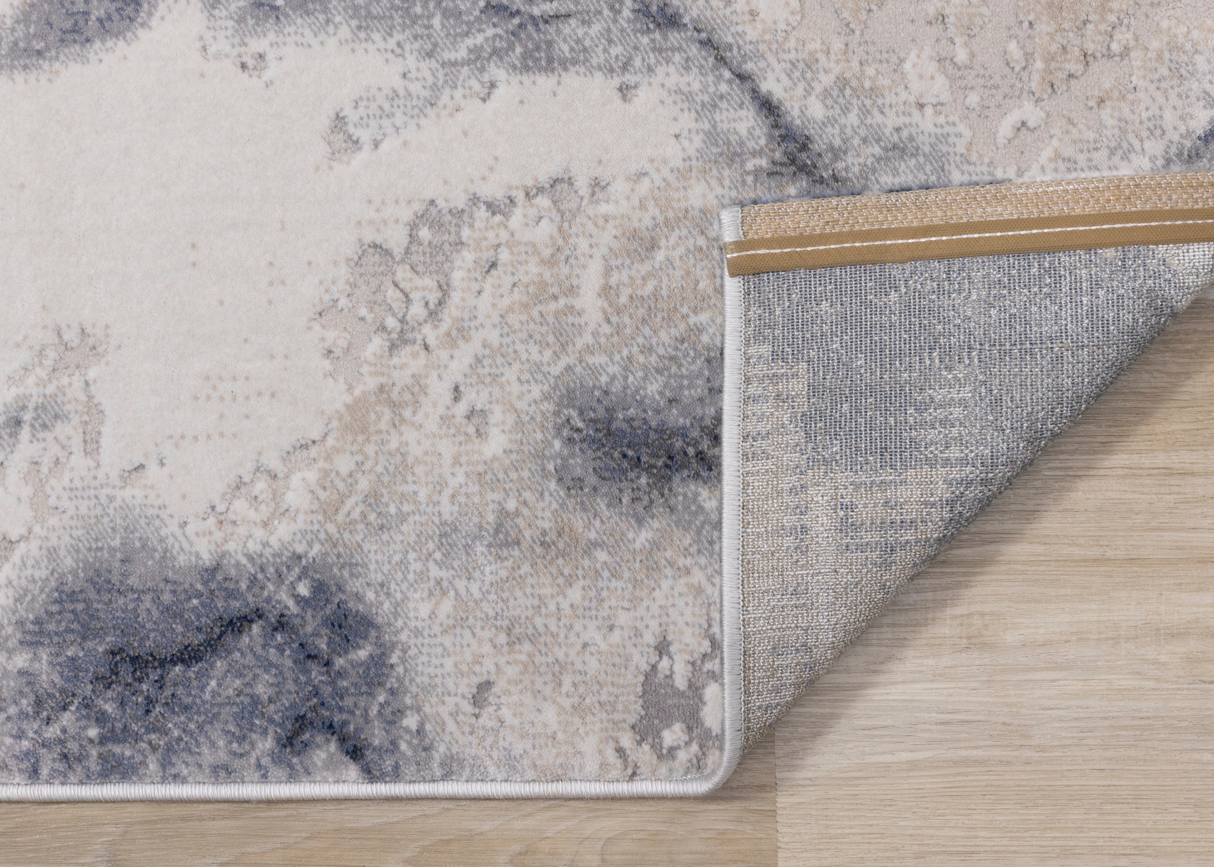 Luca Blue Cream Marble Print Rug