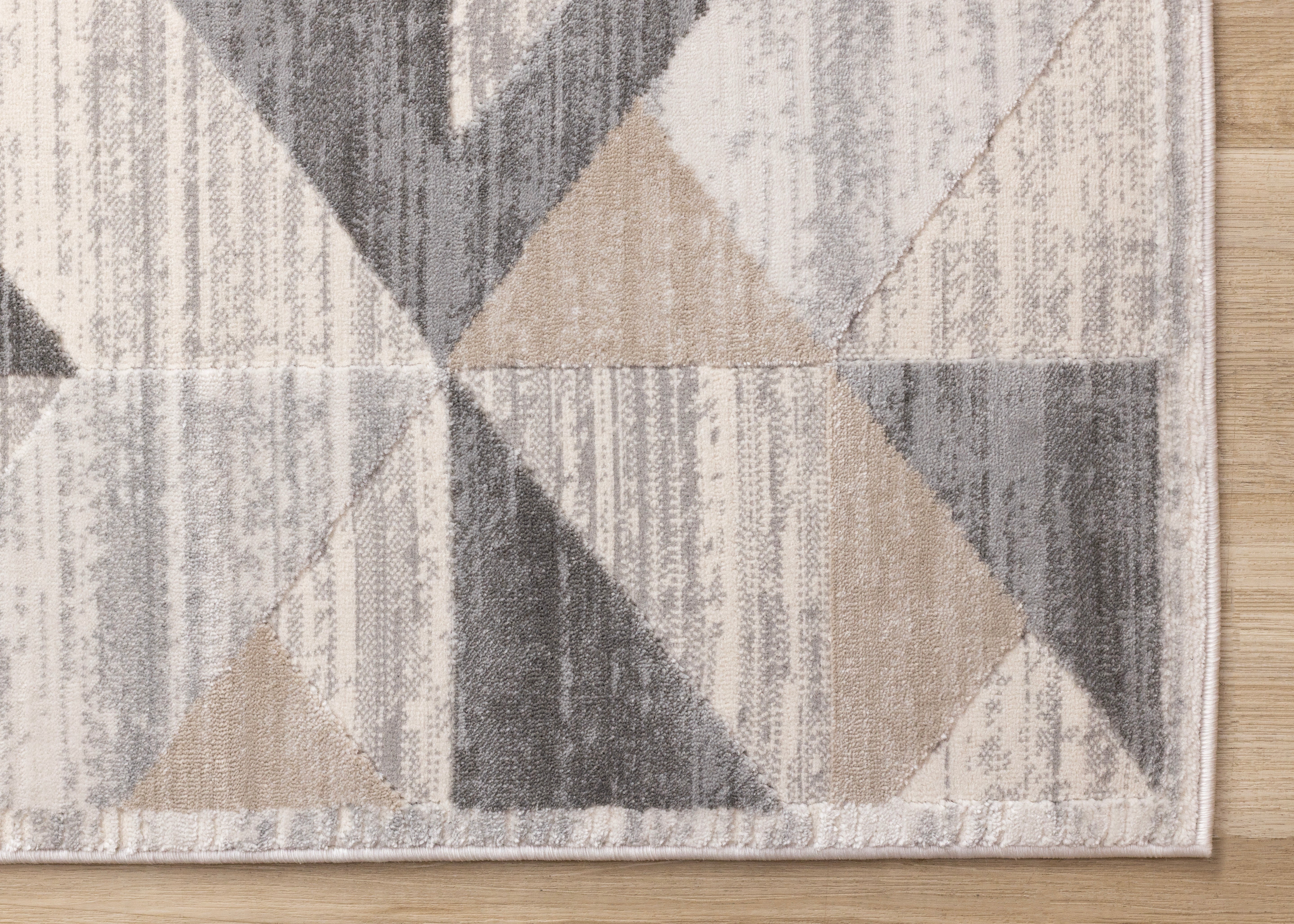 Luca Grey White Beige Modern Geometric Design Rug