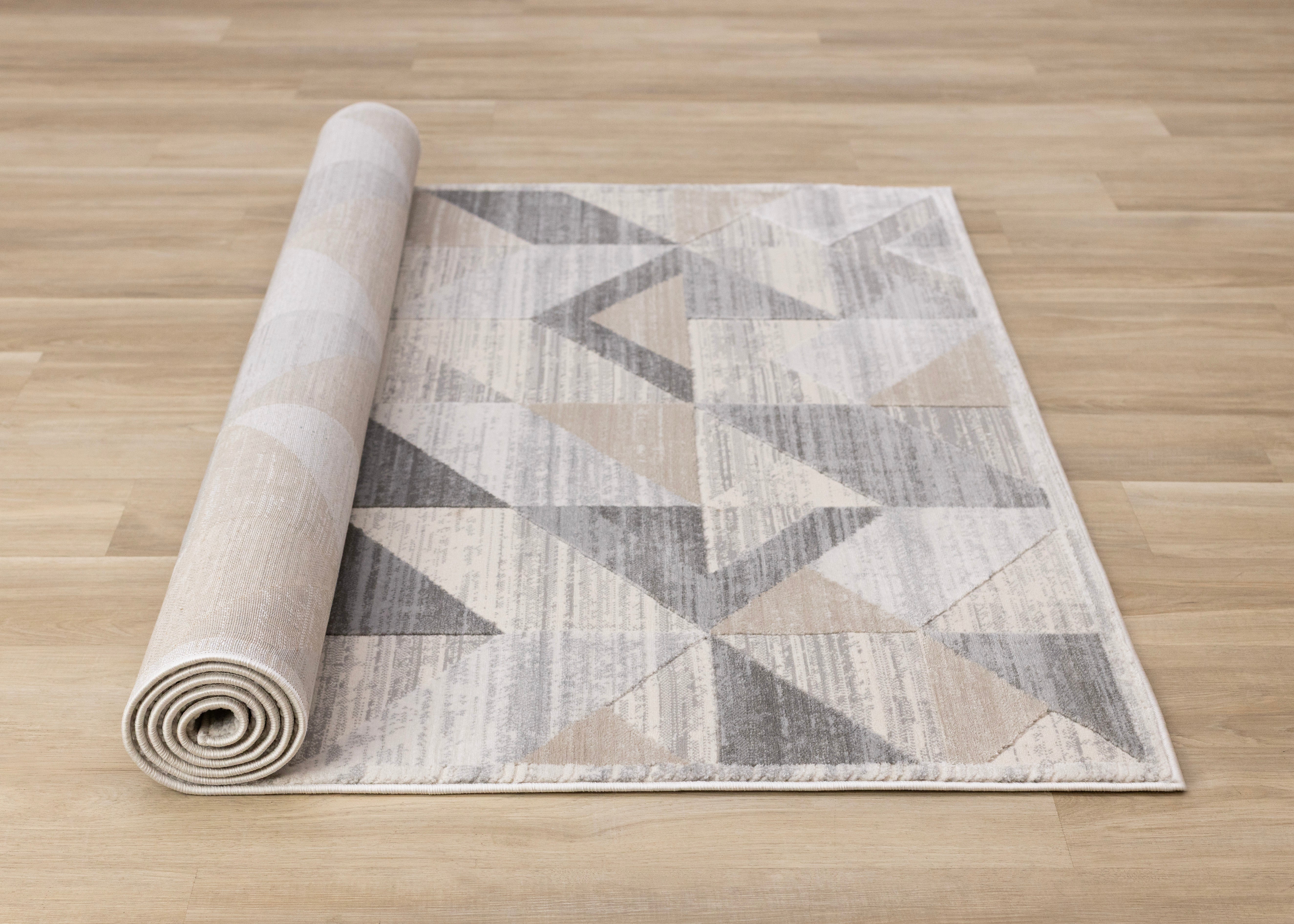 Luca Grey White Beige Modern Geometric Design Rug