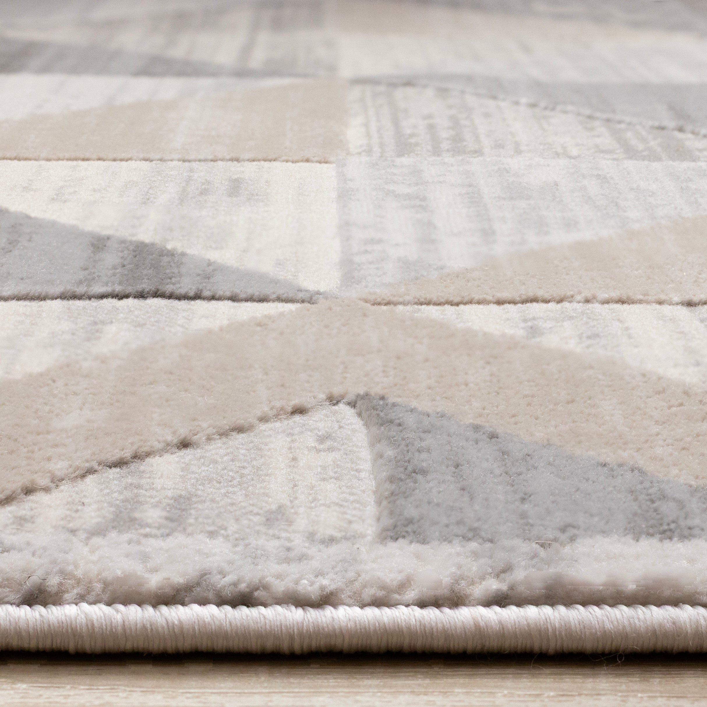 Luca Grey White Beige Modern Geometric Design Rug