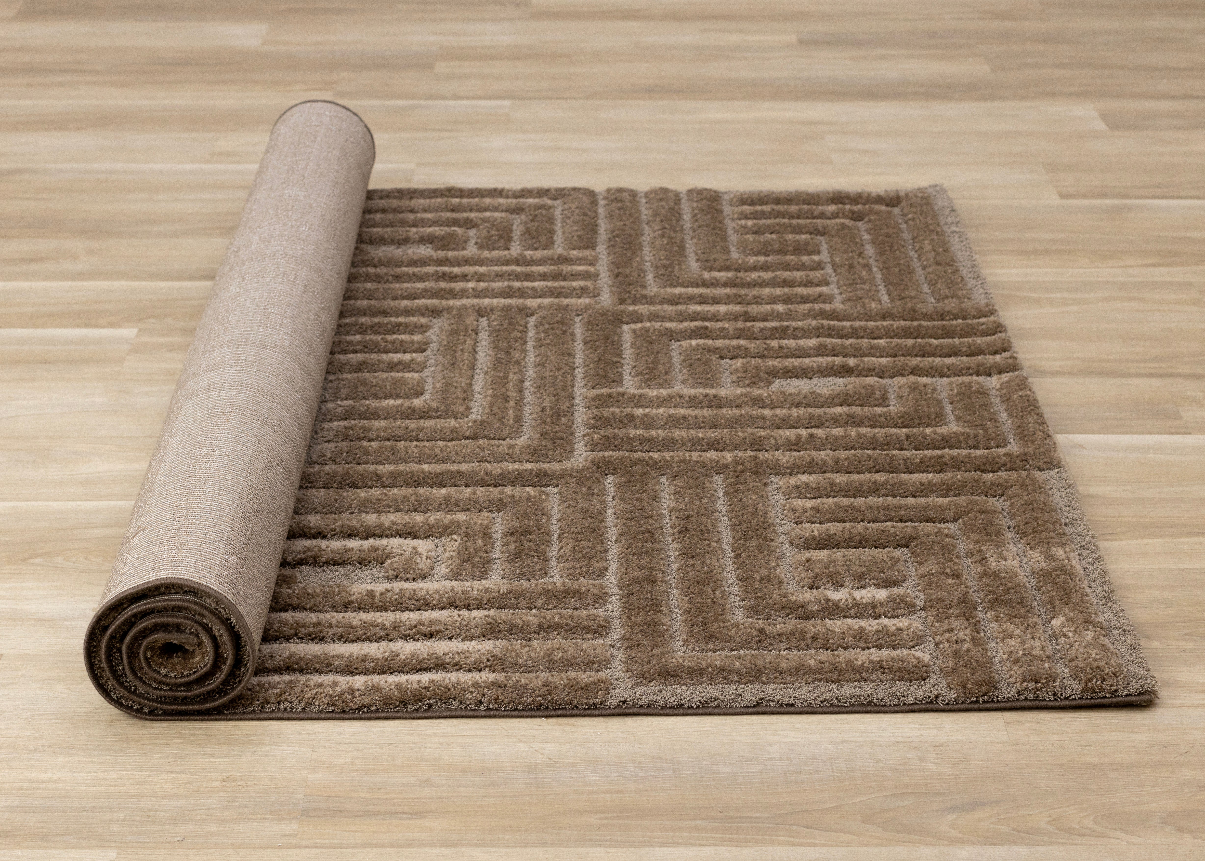 Luxe Brown Maze Design Rug