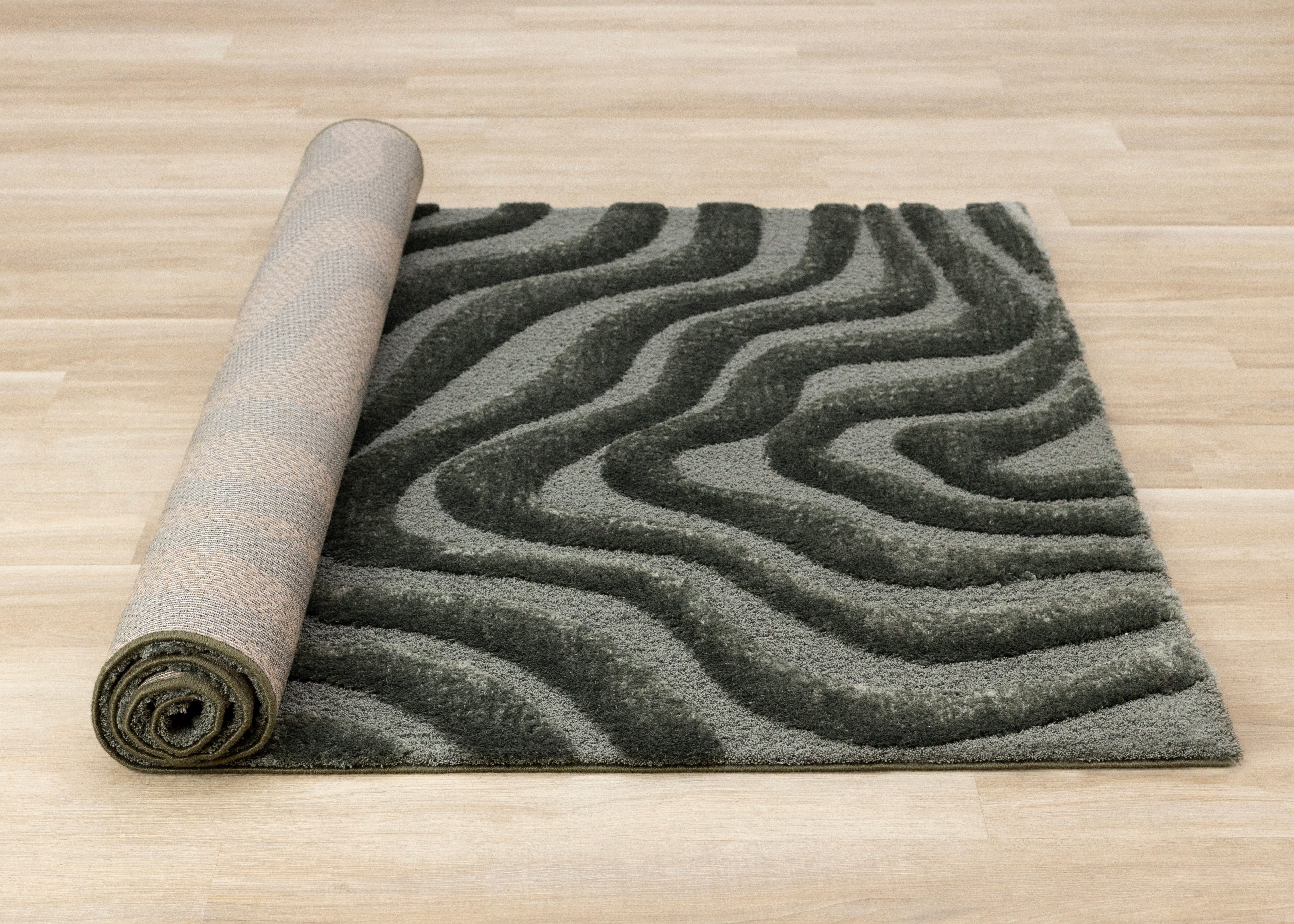 Luxe Green Curvy Lines Rug