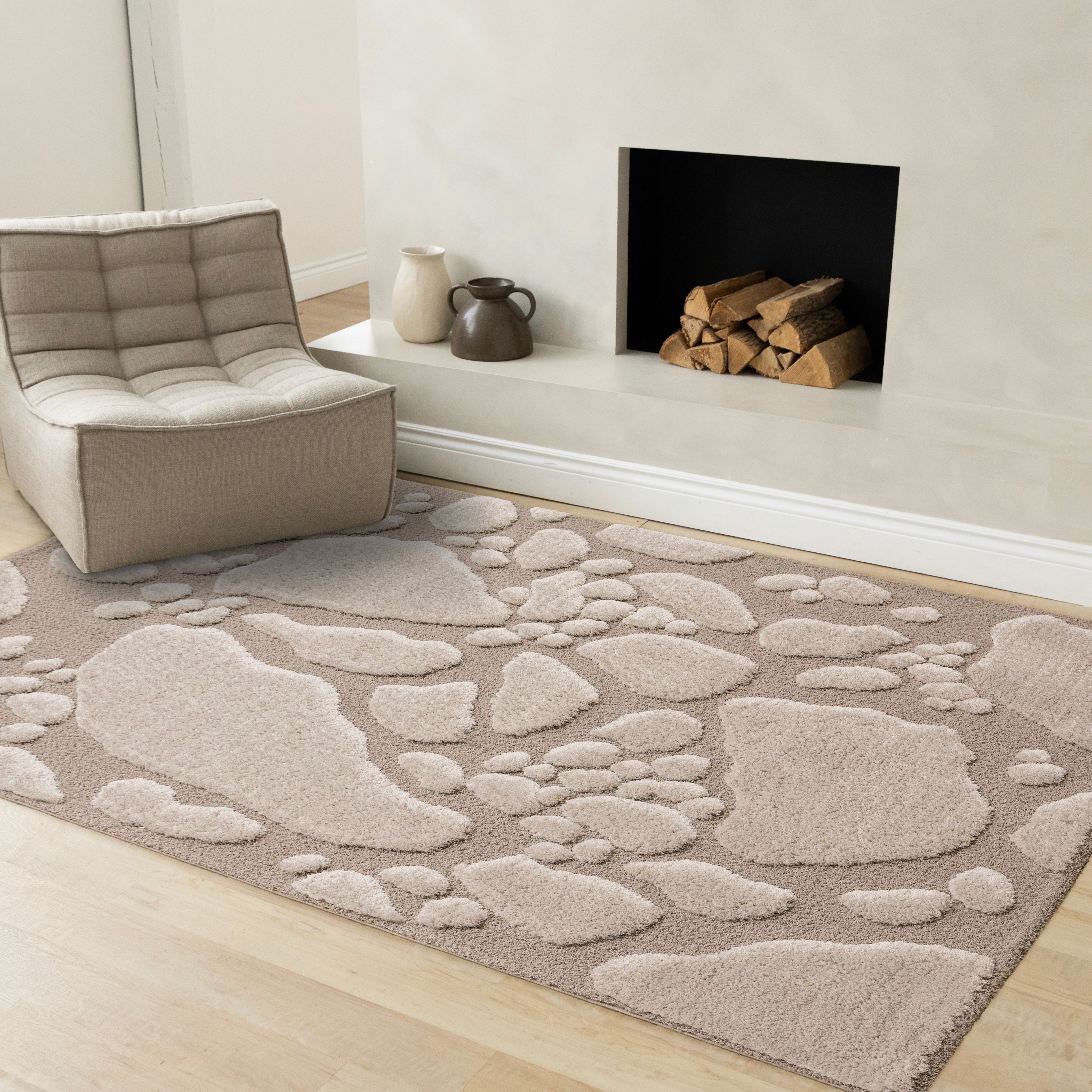 Luxe Taupe Sand Pebbled Design Rug
