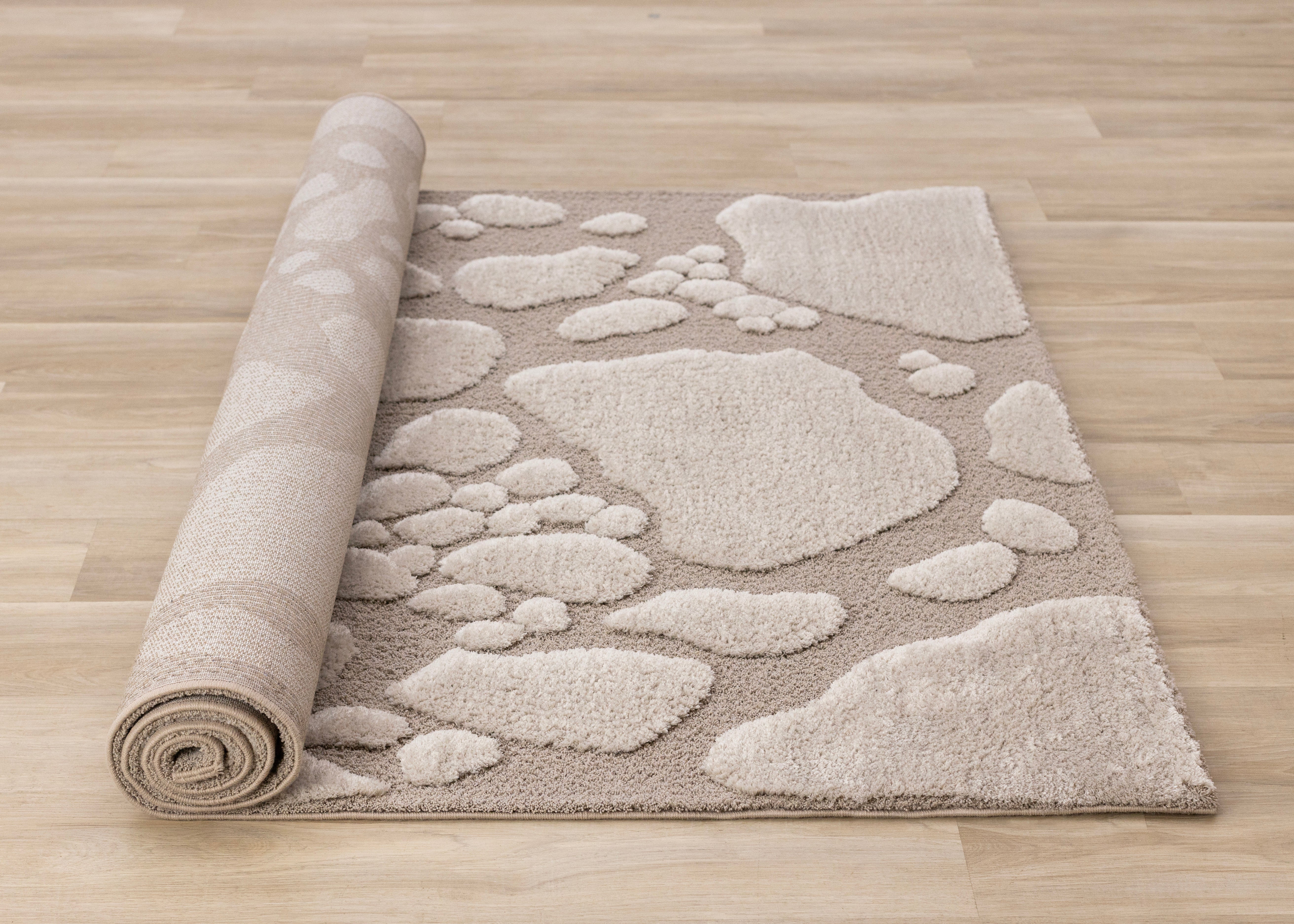 Luxe Taupe Sand Pebbled Design Rug